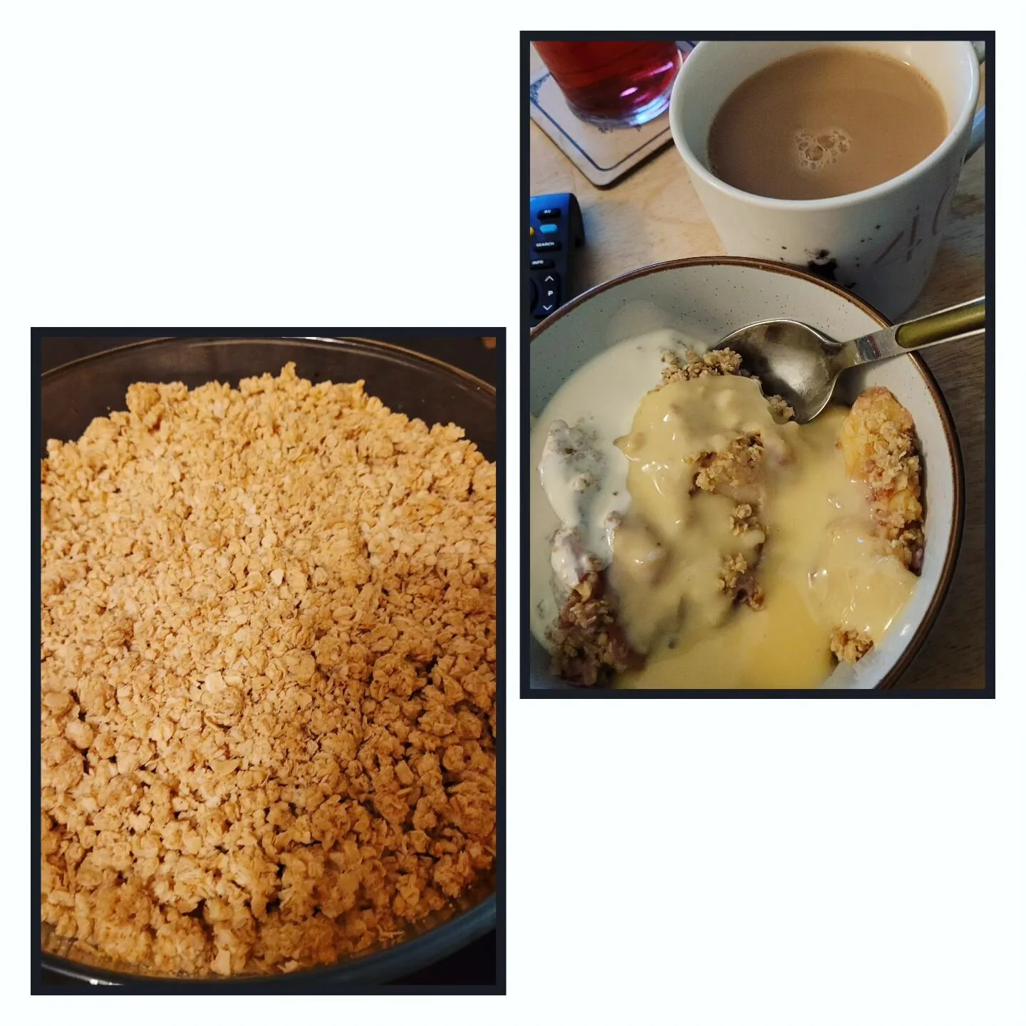 Vivs apple and blackberry crumble 😋😍 #gbbo #homemade #custard #custard