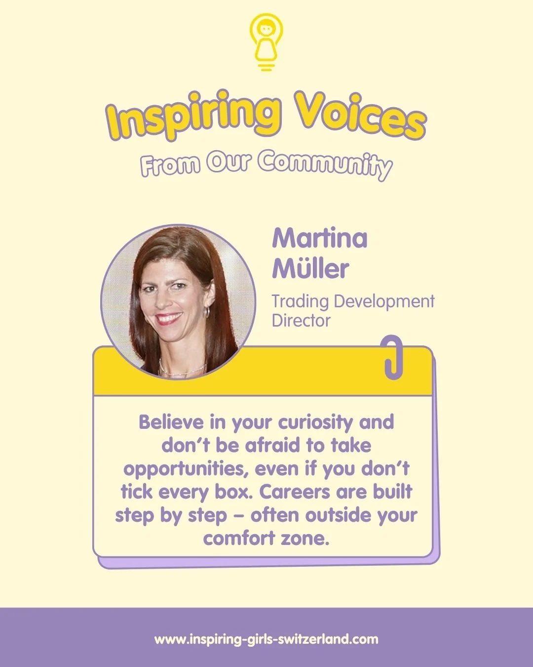 ✨ Role model spotlight: Martina M&uuml;ller ✨

Martina M&uuml;ller, Trading Development Director at Marionnaud Group, shared an important reflection after speaking with students during an Inspiring Girls school event:

💬 &ldquo;Believe in your curio