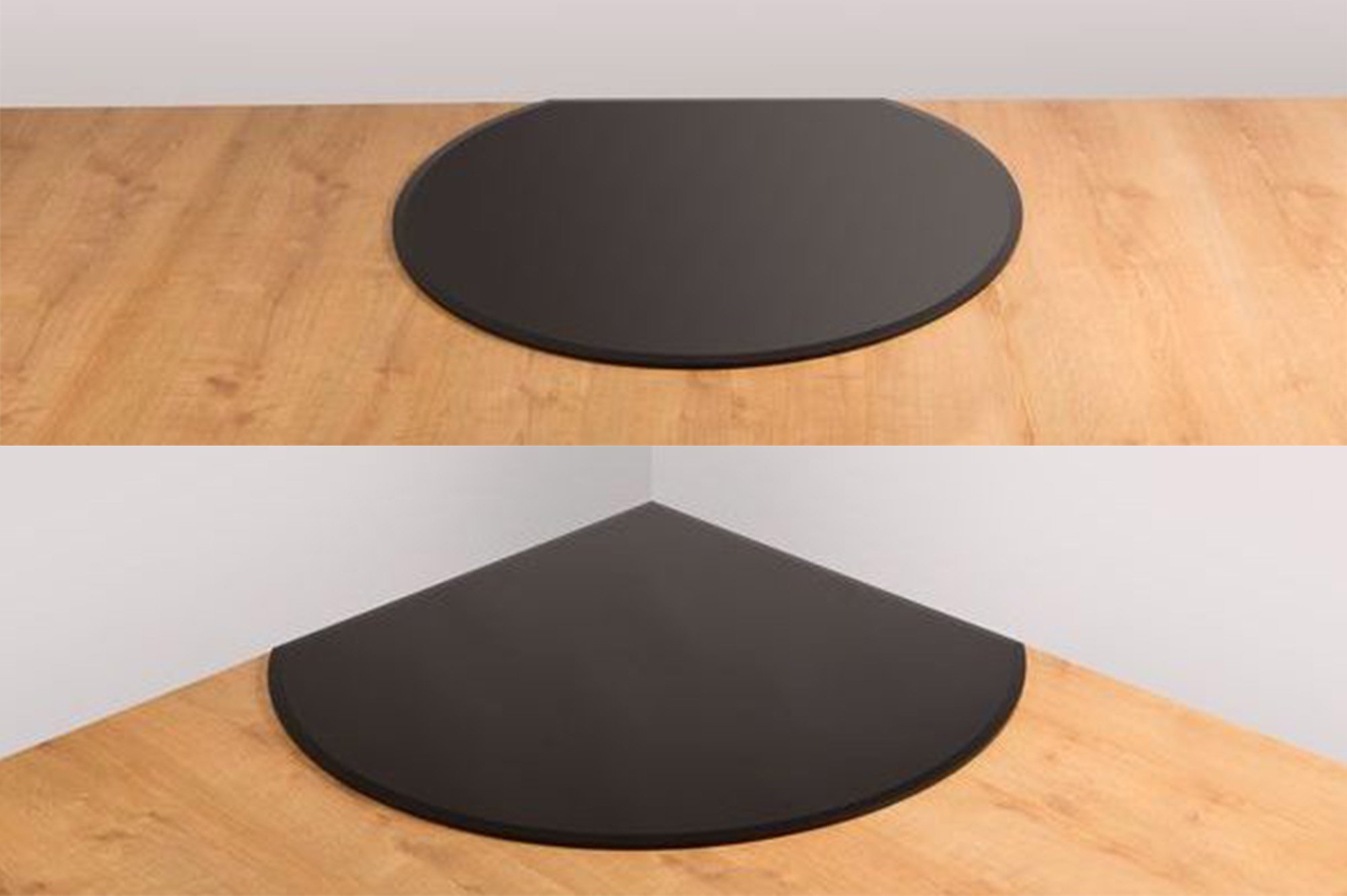 Package includes black glass hearth with flat back or corner hearth