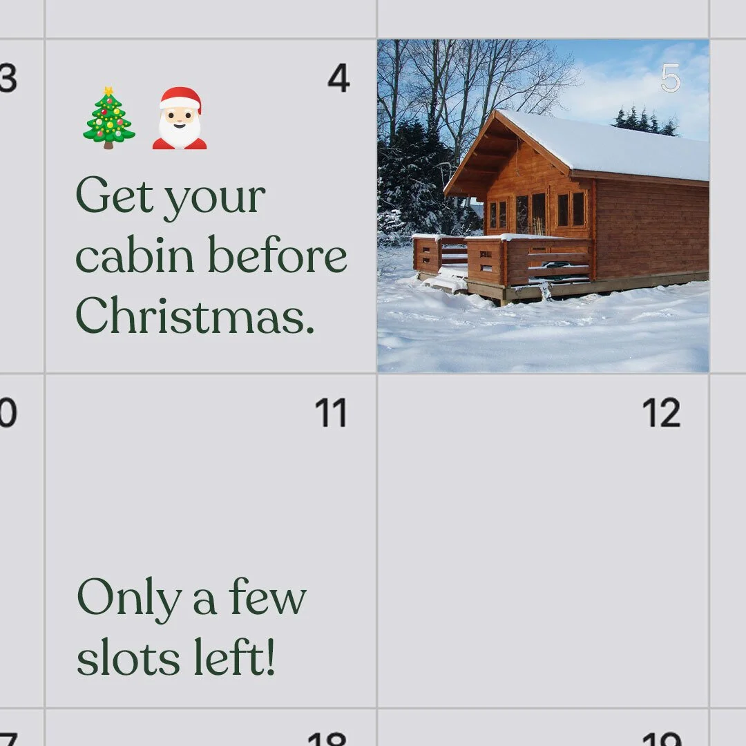 🎄 There&rsquo;s still time to make it a Keops Christmas!

A few delivery and installation slots are still available before the big day, but they&rsquo;re going fast!

If you&rsquo;re dreaming of a cosy new cabin for the festive season, now&rsquo;s t