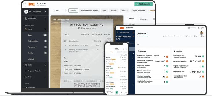 Dext Accounting software app receipt capture screenshot