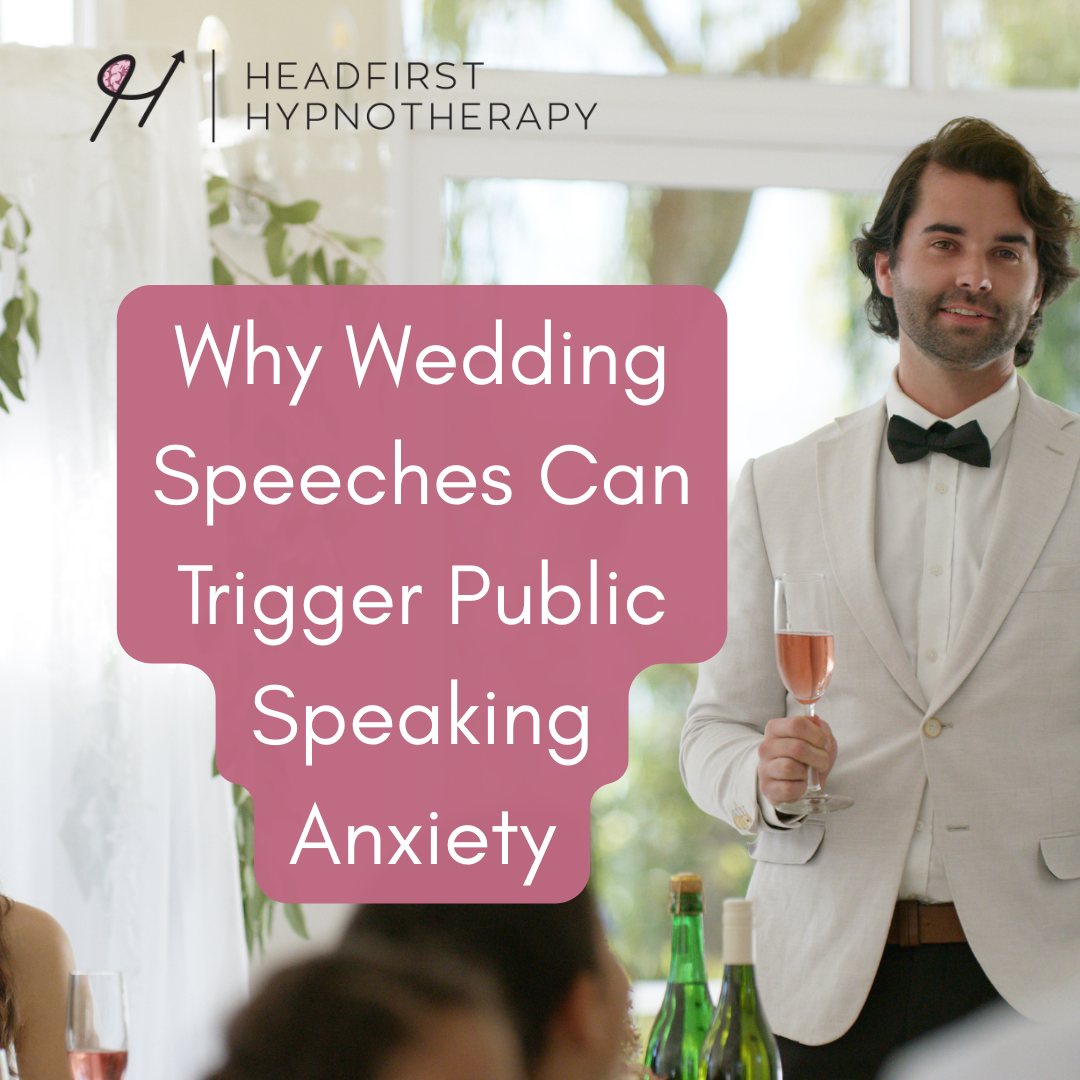 person preparing to give a wedding speech representing public speaking anxiety and confidence support through hypnotherapy