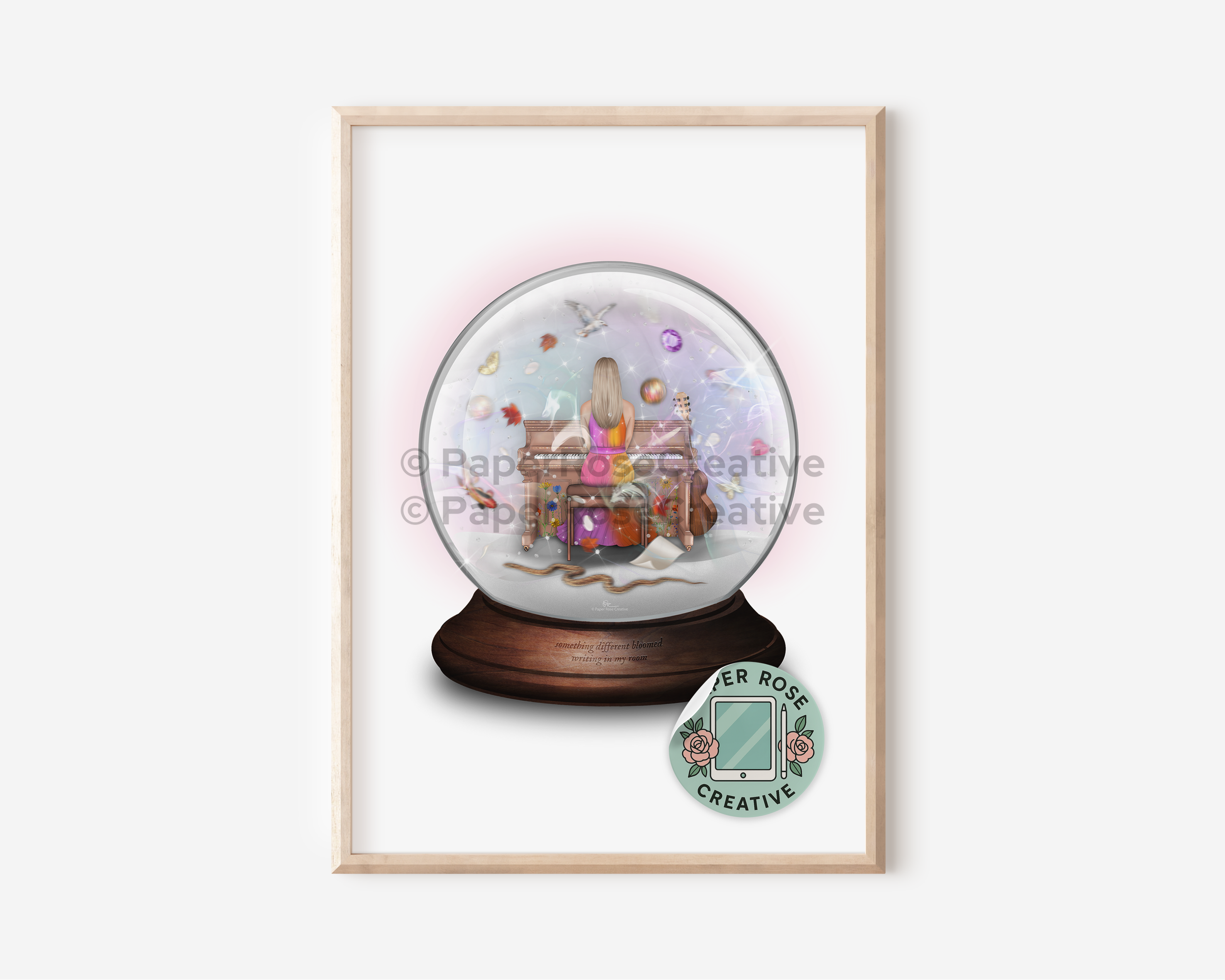 Grapefruit Piano Snow Globe