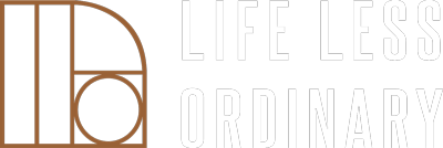 Text that says 'LIFE LESS ORDINARY' with a stylized graphic beside it.