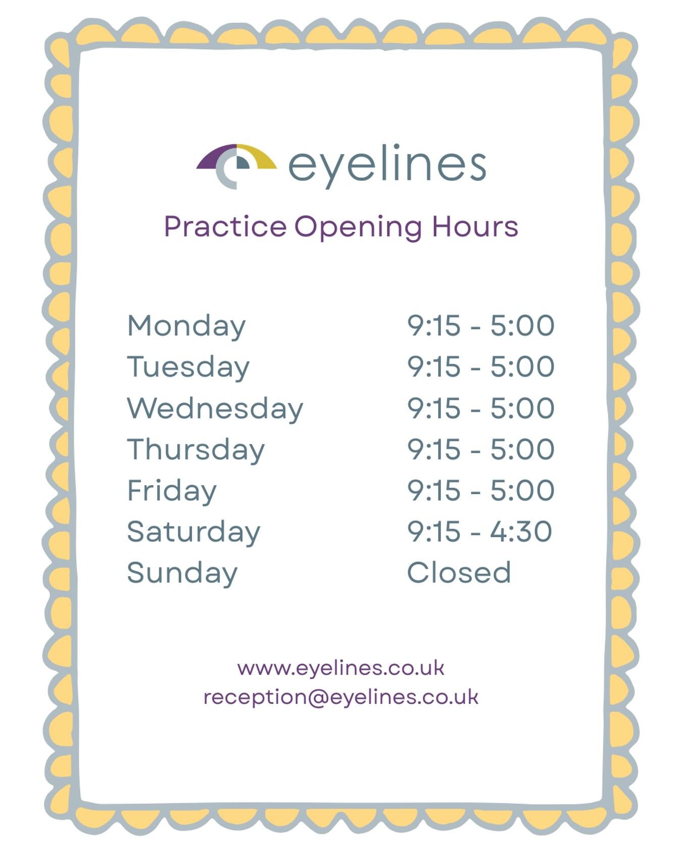 We look forward to seeing you soon💜

#openinghours #independentopticians #localbusiness #sevenoaks #eyelines
