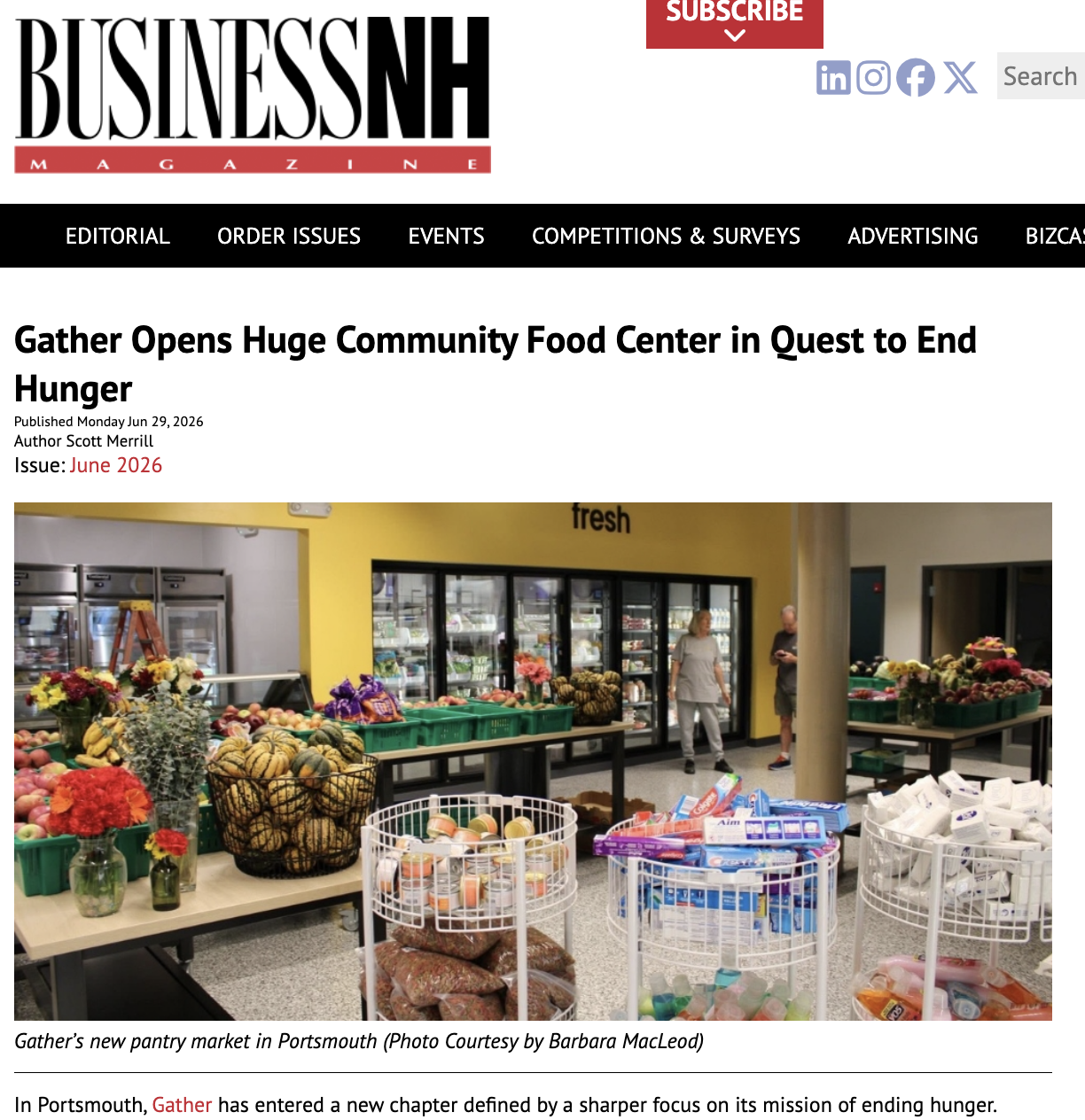 Business NH Magazine Gather Article Screenshot