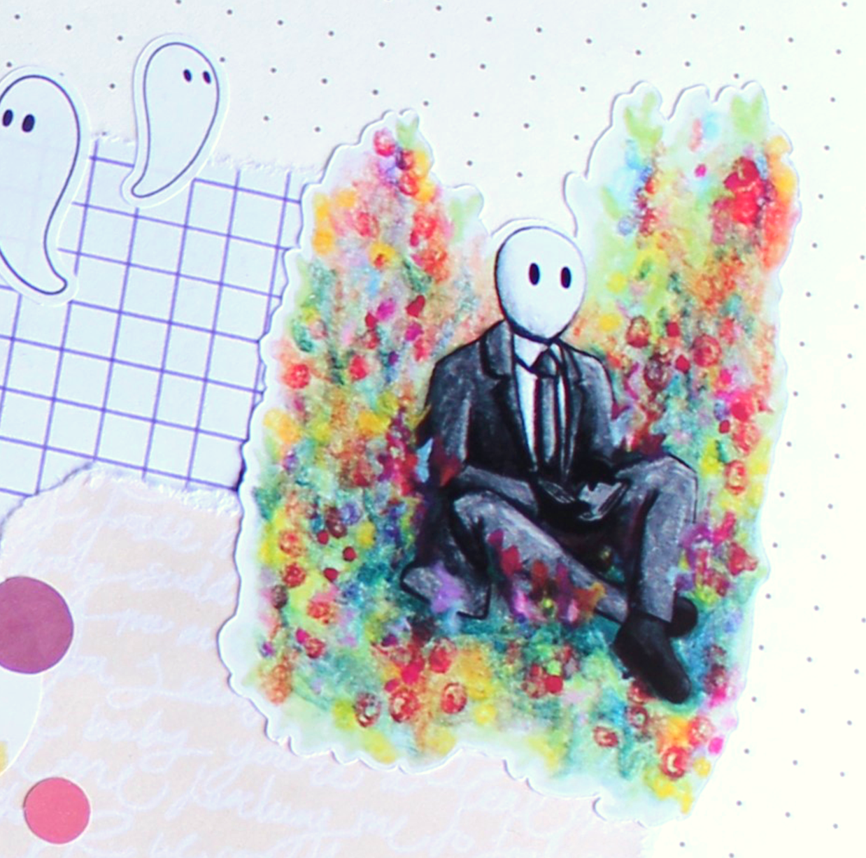 Ghost with Flowers Sticker