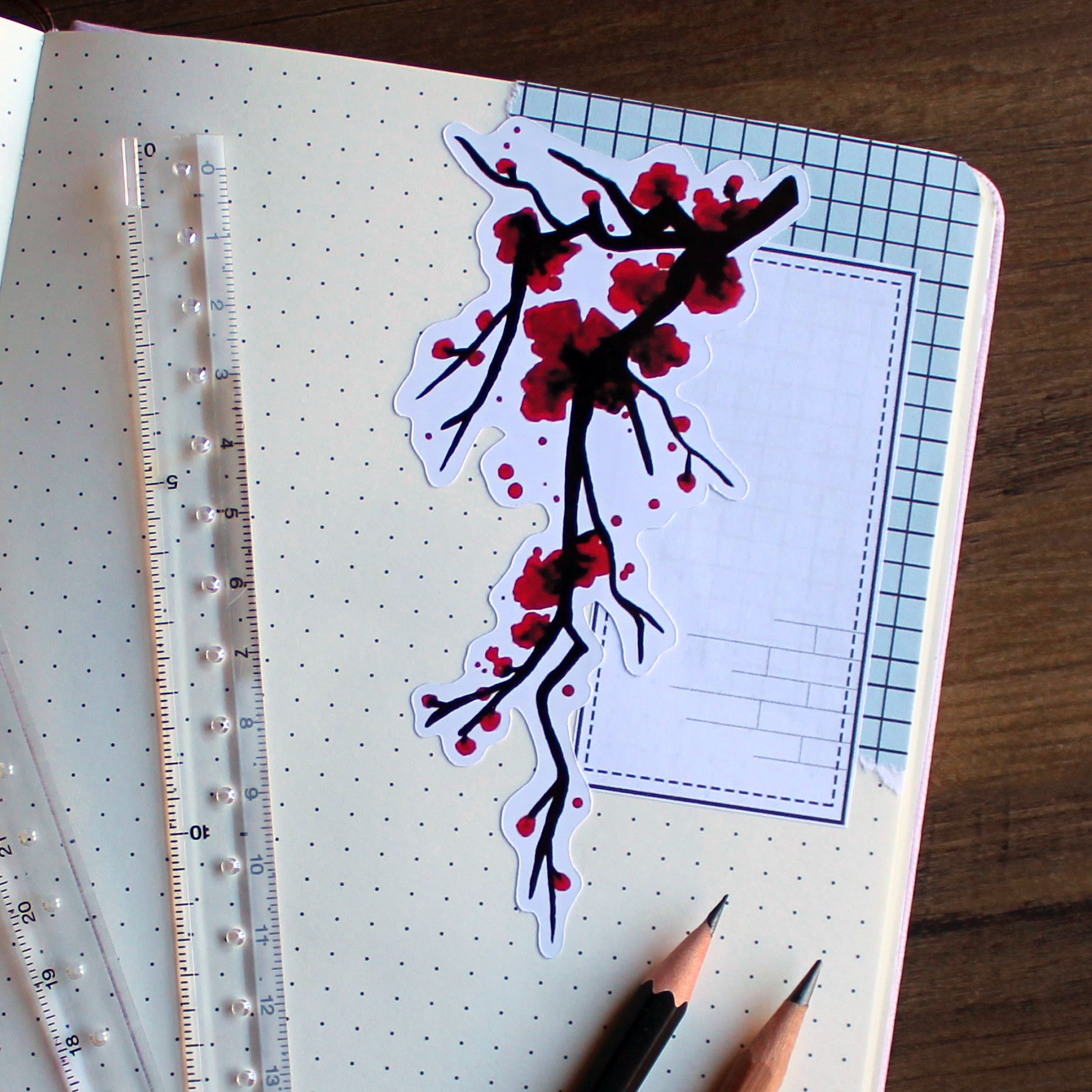 Red Blossom Branch Sticker