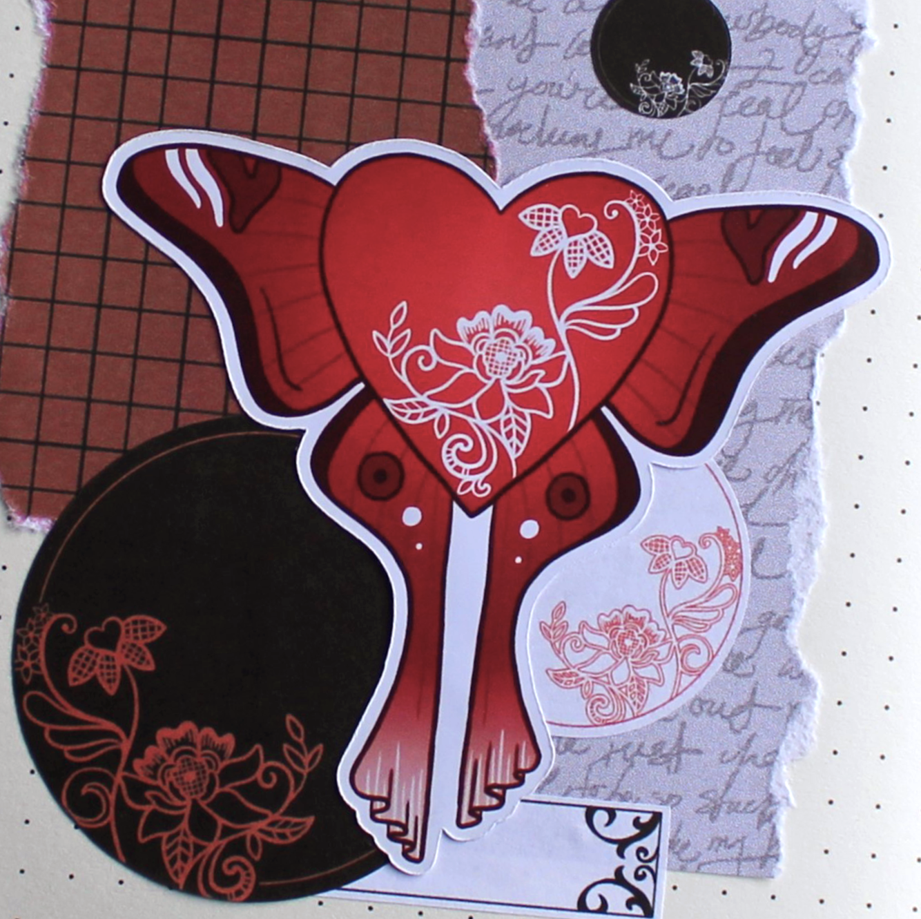 Moth Heart Sticker