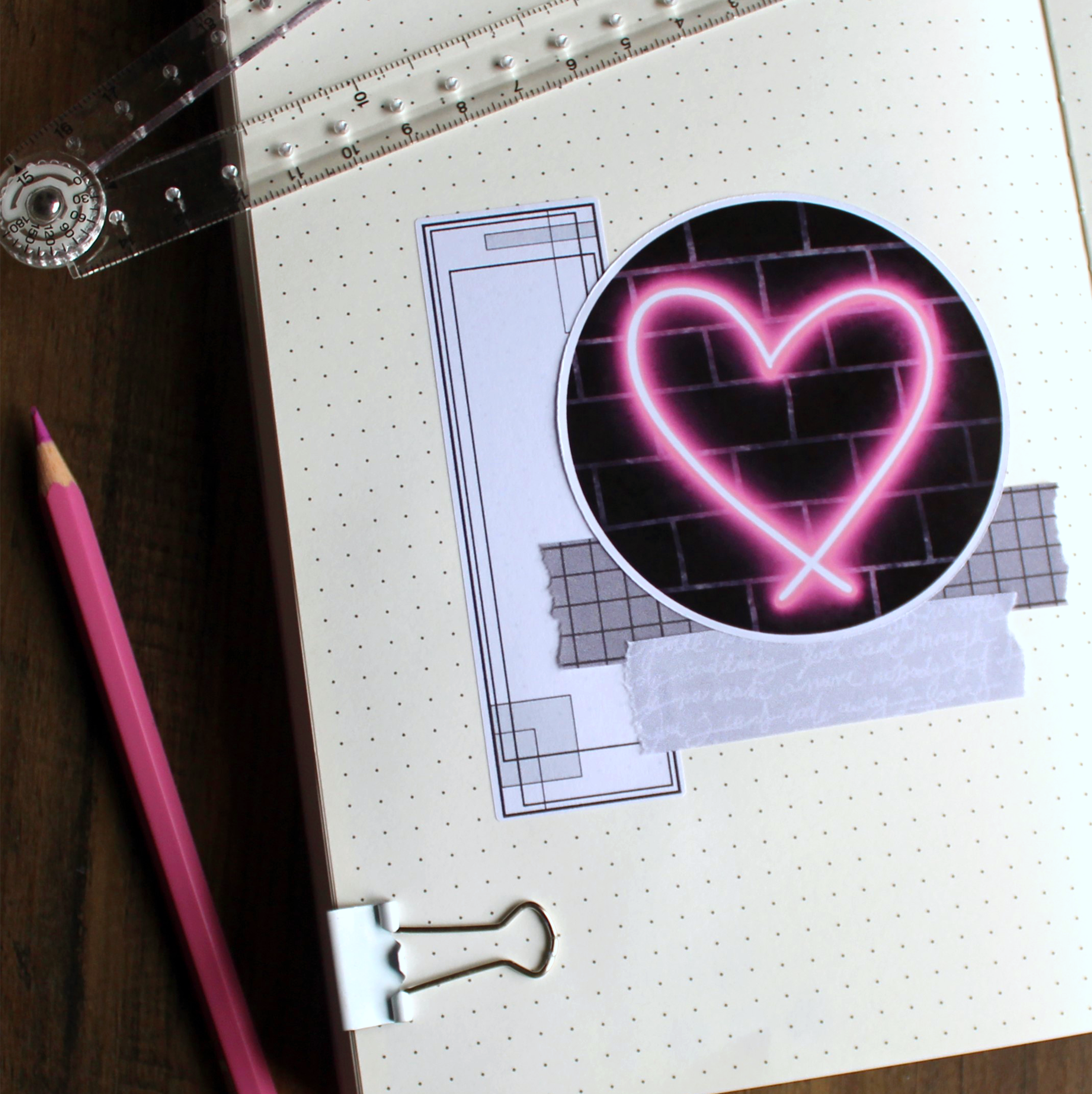 Neon Pink Heart Sticker