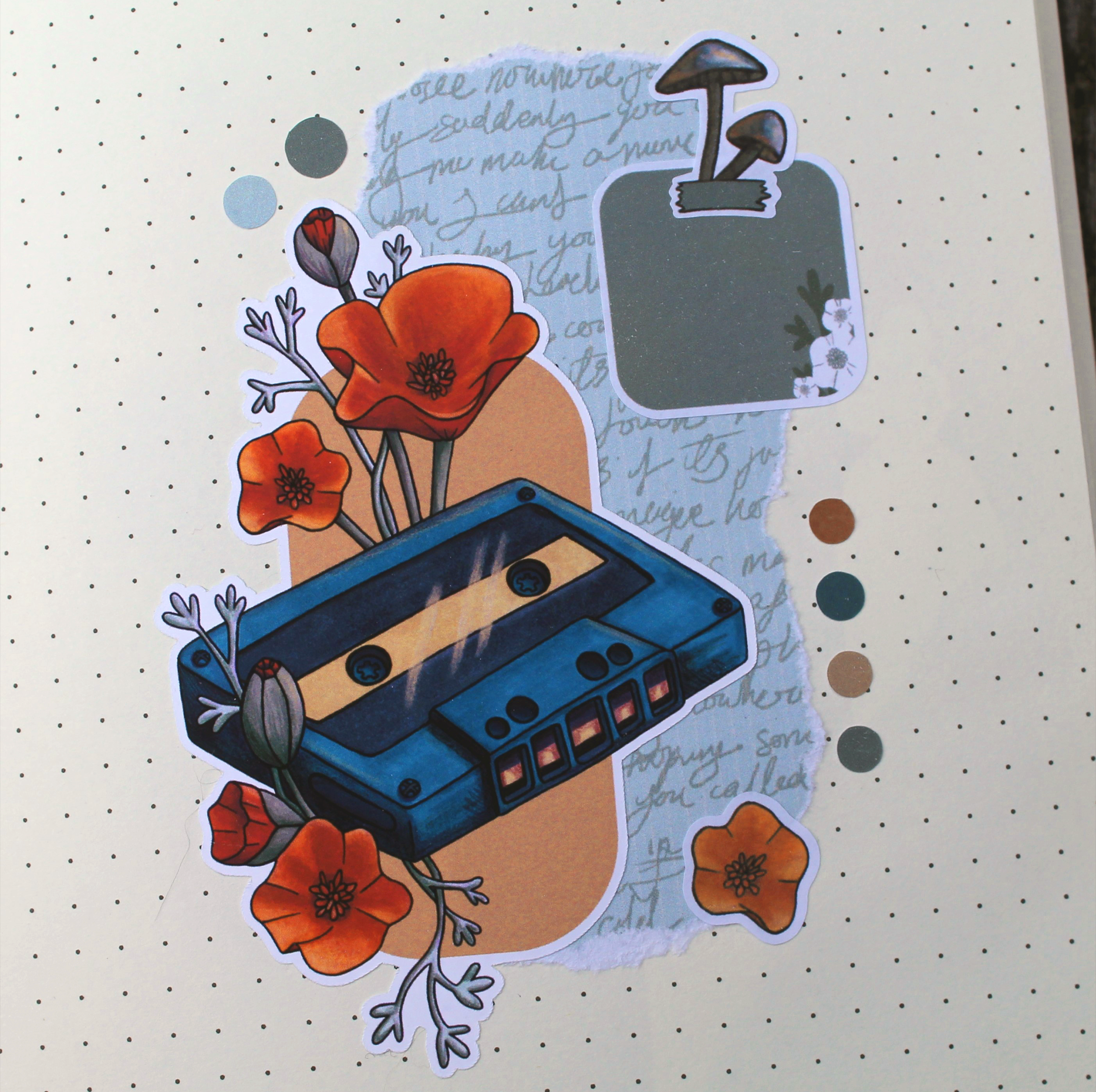 Cassette and Flowers Sticker