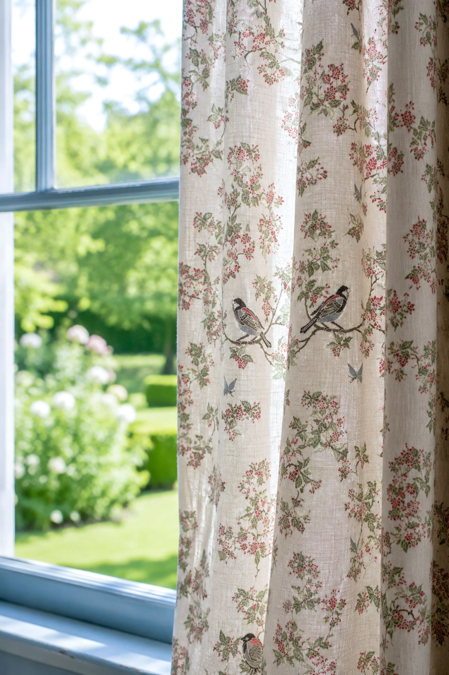Textiles Bird in Blosson Curtain window.jpg