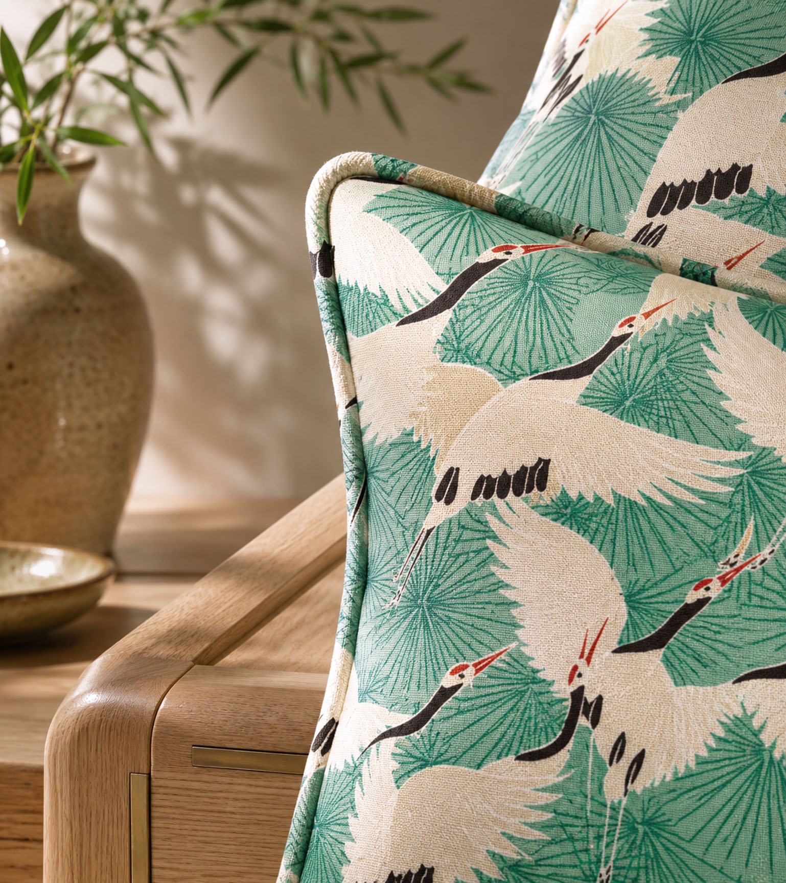 Cranes Green Cushion Close-up.jpg