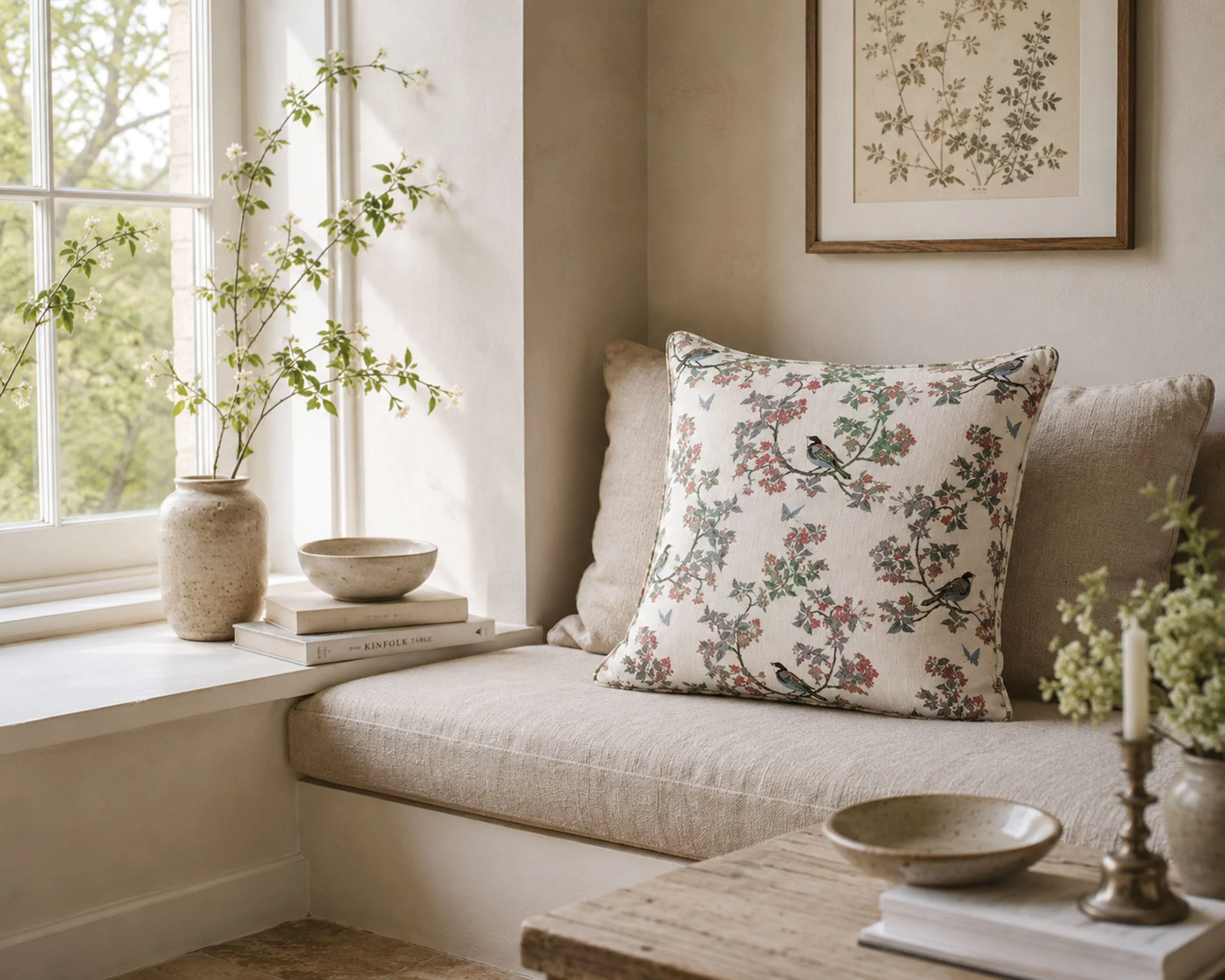 Cushions Bird in Blossom Cosy window.jpg