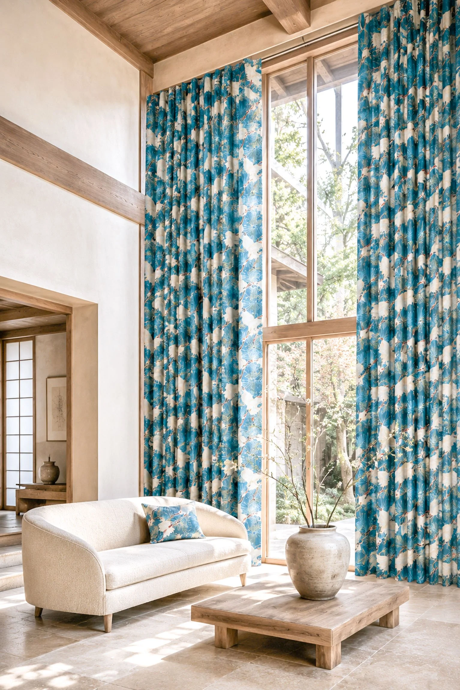 Textiles Cranes Blue Rustic living 2.jpg