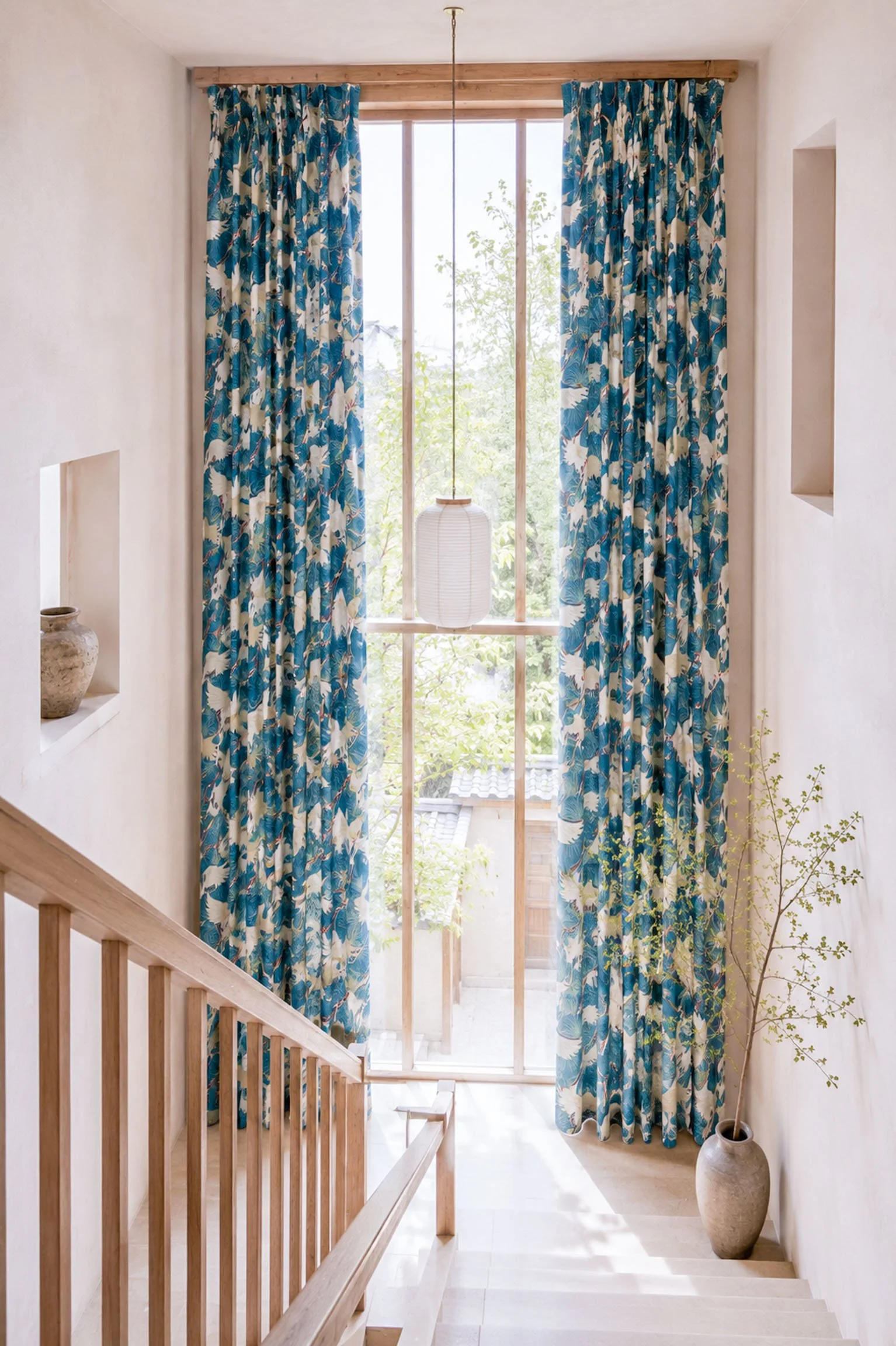 Textiles Cranes Blue Staircase.jpg