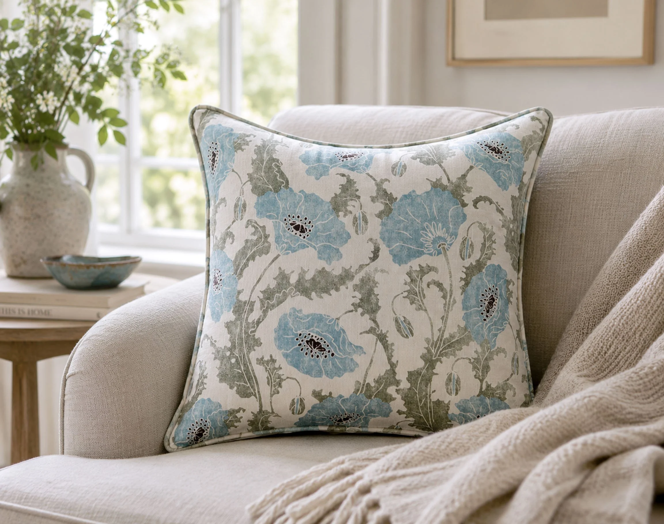 Cushions Poppies Blue Living room.jpg