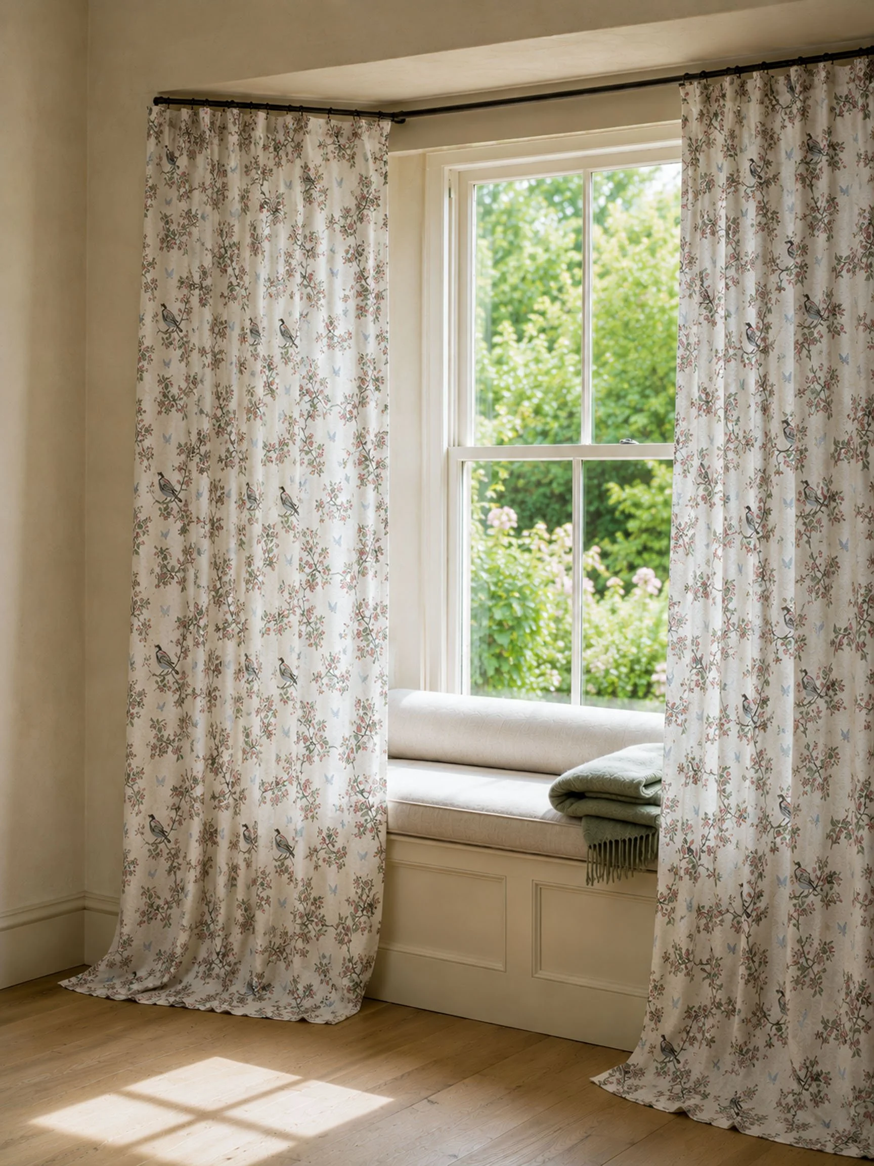 Textiles Bird in Blosson Curtain garden view.jpg