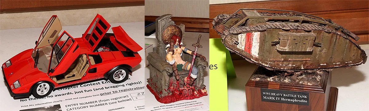 Popular Vote's Best Model (3-way tie), Red Sonja by Doug Hayes; 1975 Lamborghini Wolf Countach V.1 by Dan Essad; Mark IV Hermaphrodite Tank by Frank Blanton