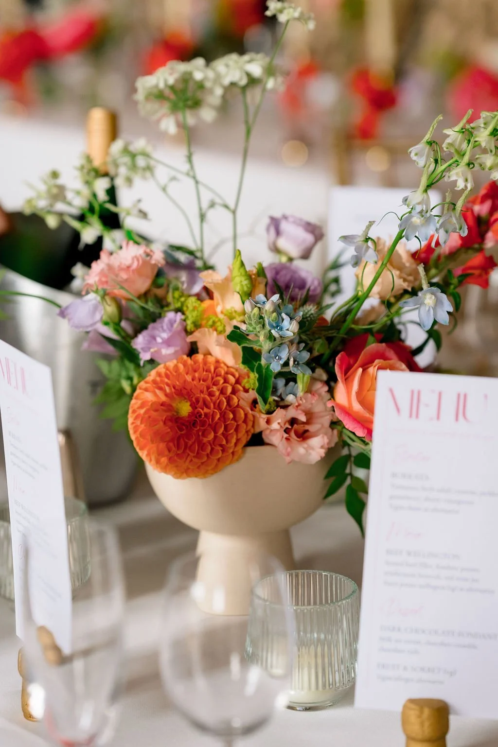 Bowl table flowers coral