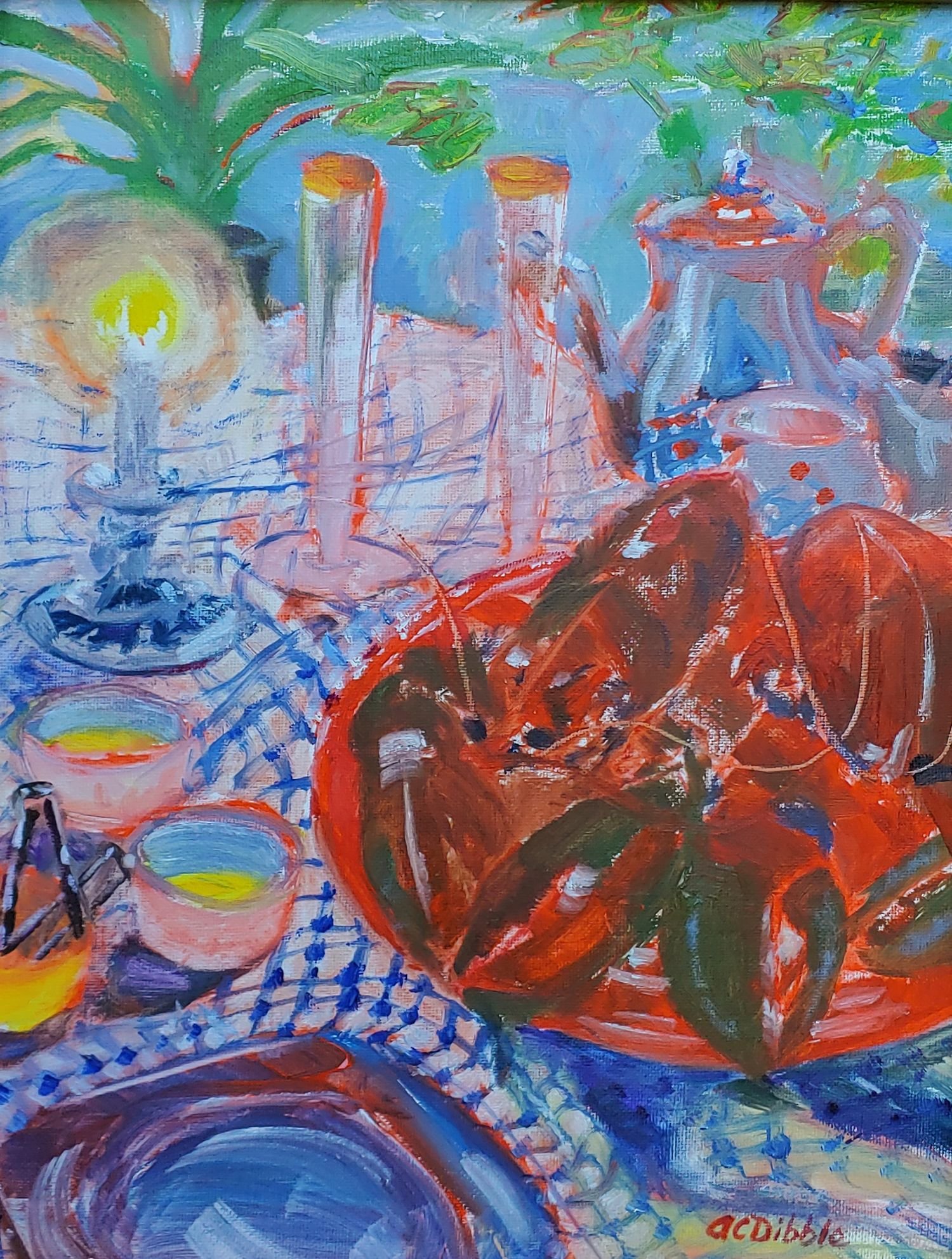 4559_Dibble, Alison C._Lobster dinner, oil on panel 11 x 14 inches_Painting_1500px.jpg