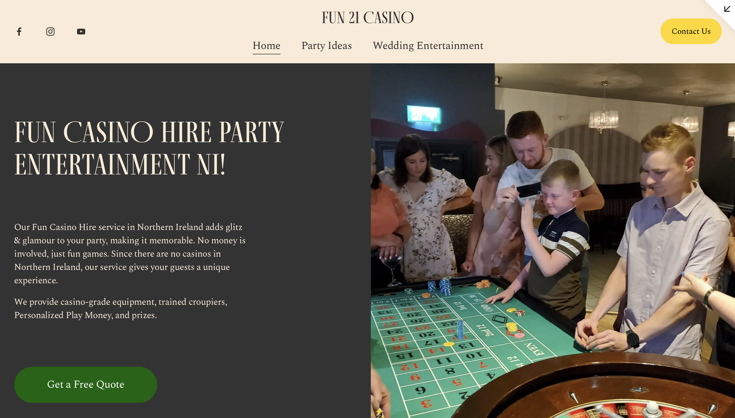 Website Example (Fun 21 Casino) Homepage