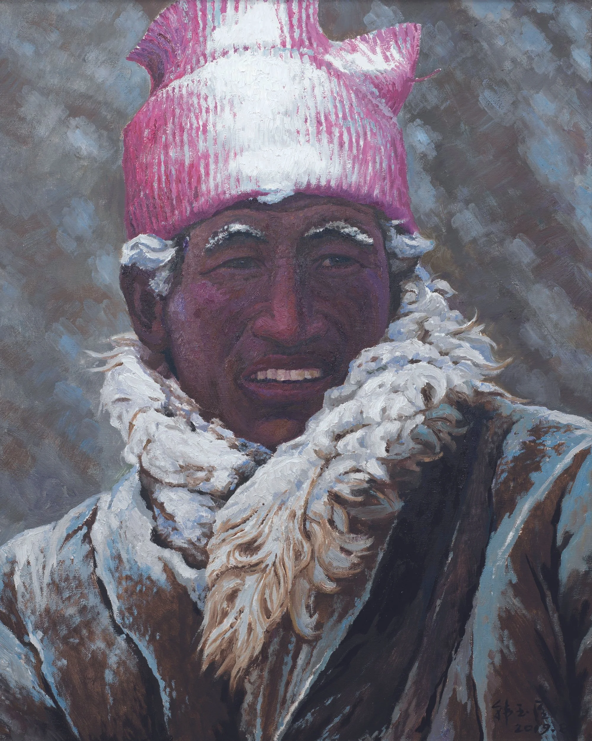 Pèlerin des neiges, huile sur toile, 100×80cm, 2019