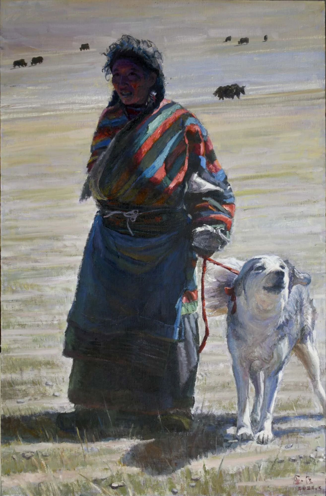 "Le vieil homme et le chien" 85×130cm, 2022