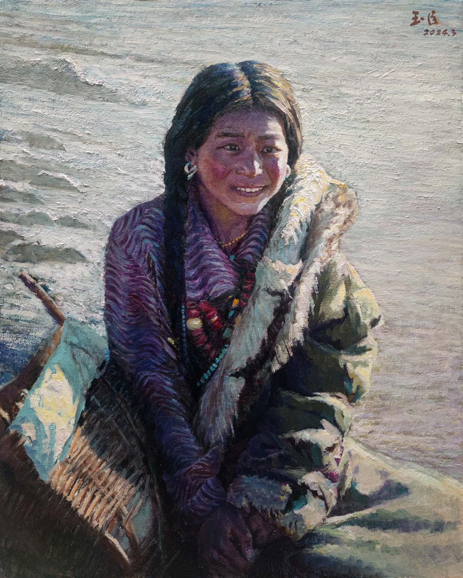 "Représentation du lac" 100×80cm, 2024