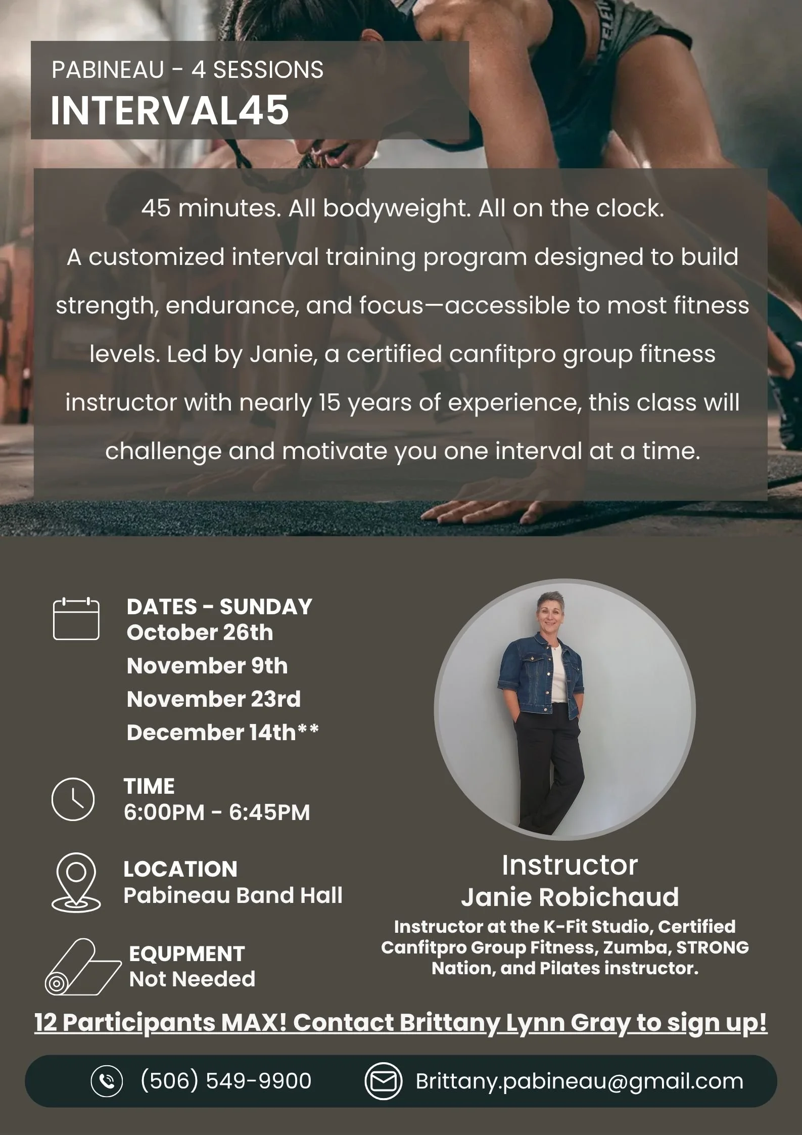 Interval Training at Pabineau First Nation - Contact Brittany to sign up.