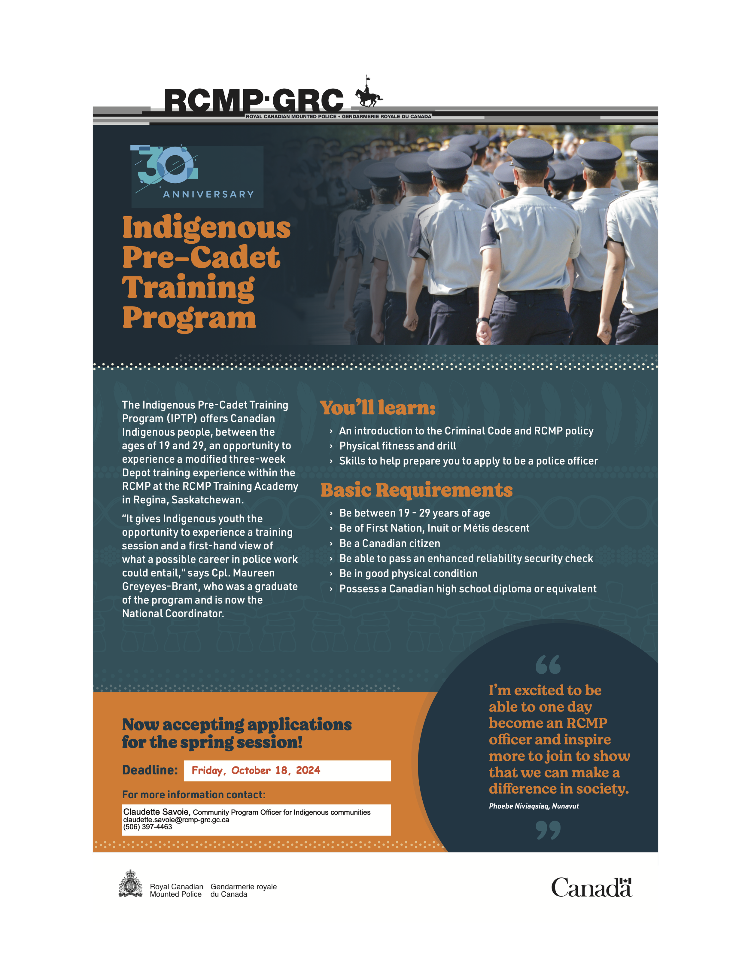 Indigenous Pre-Cadet Training Program — Oinpegitjoig
