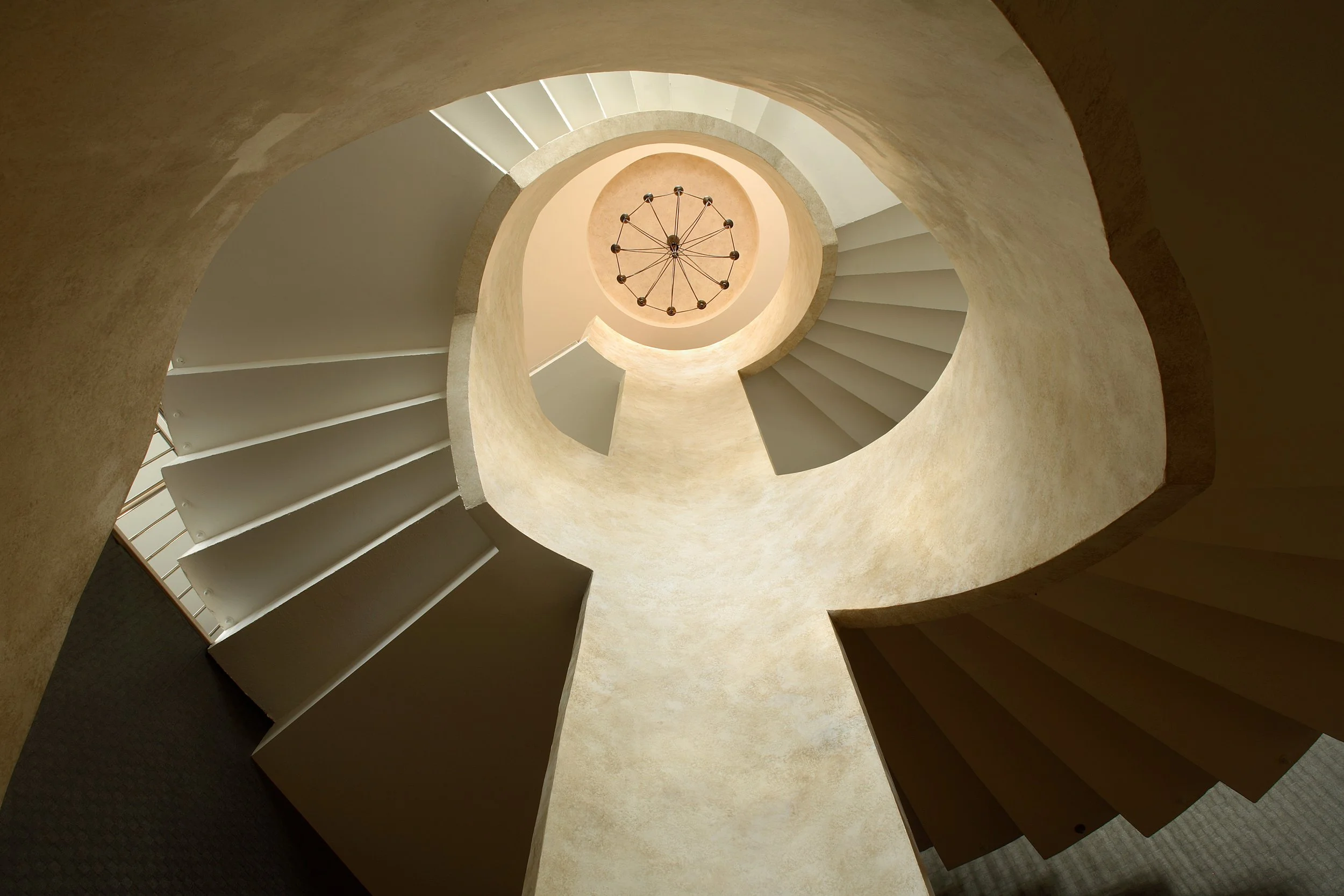 Spiral staircase from below