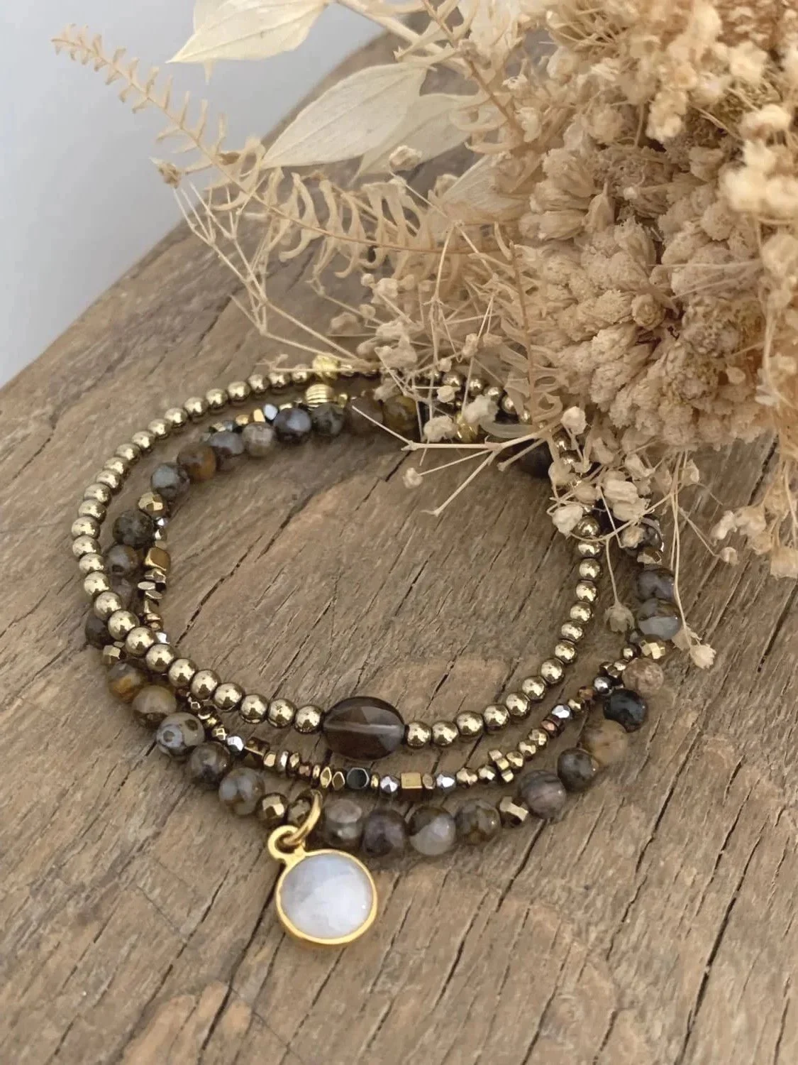 Trio de bracelets bohème aux pierres fines