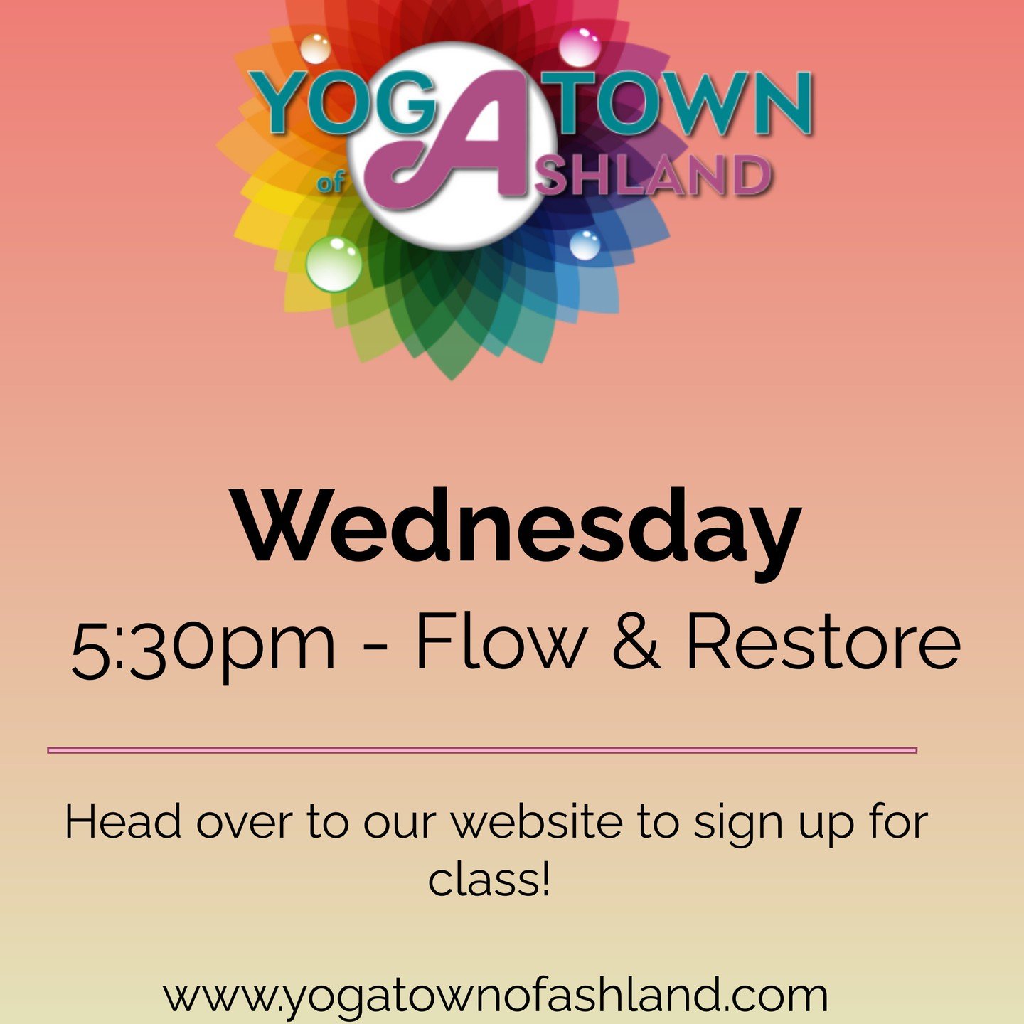 Happy Wednesday! Join us this evening for a Flow &amp; Restore class with Becky... See you there!! #yogatownofashland #ashlandva #yogalife #practiceisprogress #flow #restore #yoga #selfcare #stressmanagement #selflove #hanoverva #hanovercountyva #loc