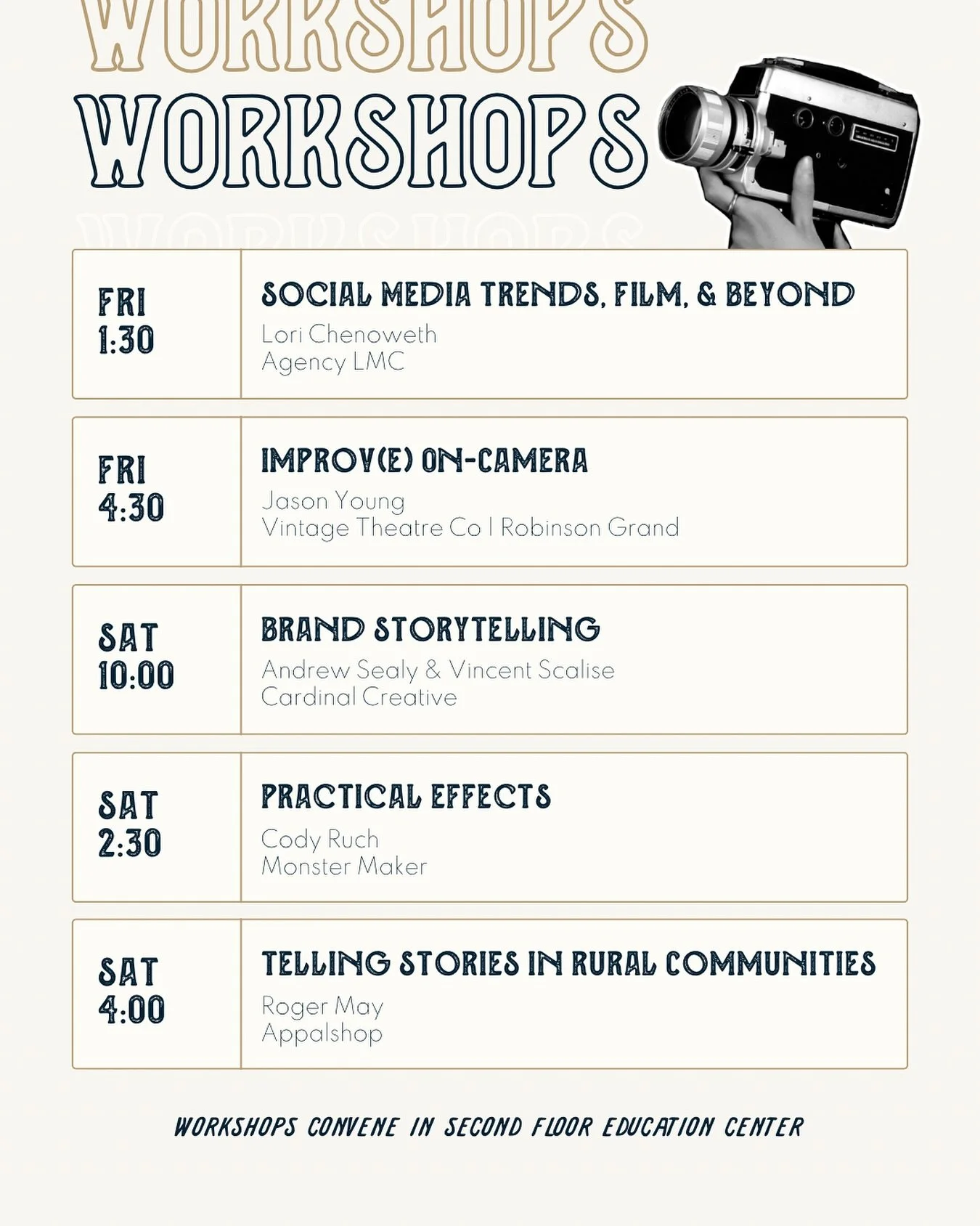 In our learning era 🧠

We&rsquo;re excited to announce these workshops&mdash;a peek behind the curtain at production life. Learn about marketing your films, creating practical effects, and more! 

🎟️ Snag a weekend pass at the 🔗 in bio. Coming for