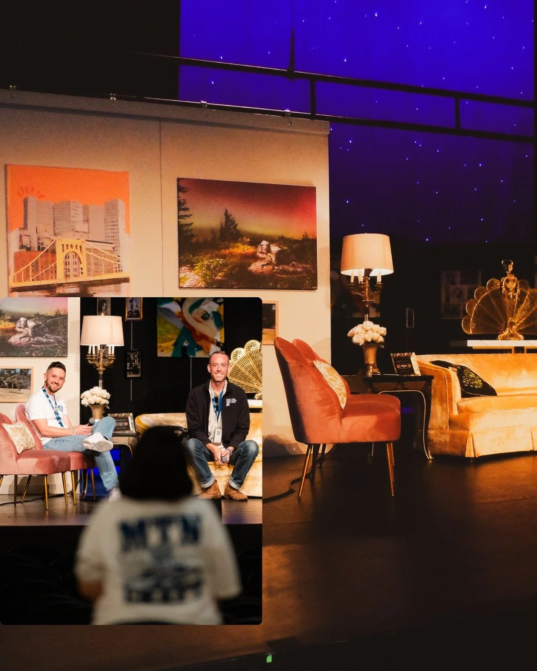 Extending a massive &quot;thank you&quot; to @the_morriswv for providing our Q&amp;A setup this year 🙏 We're big fans of that classic Hollywood regency vibe, so we couldn't have asked for a better partner than Angela and her team.