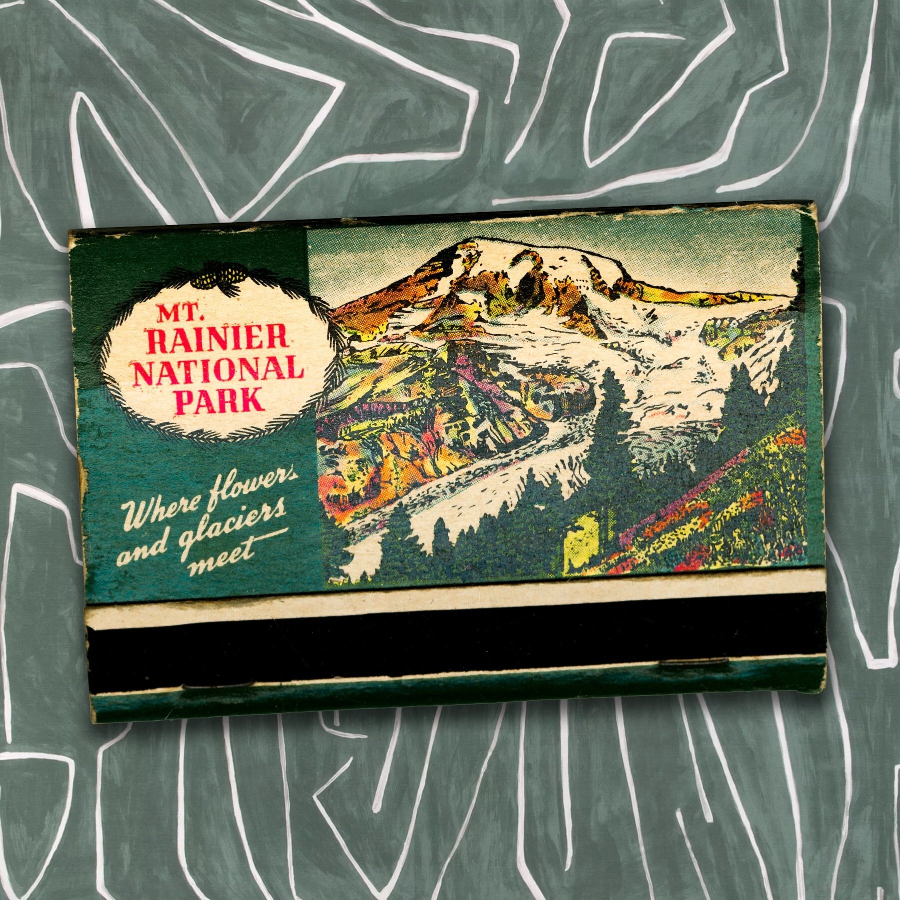 Match of The Day! Mt. Ranker National Park. Smokey The Bear must have been slacking on the job when national parks were giving out matches! this stunning extra large book is featured in the great outdoors collage! #match #matchbook #matchbox #matchof