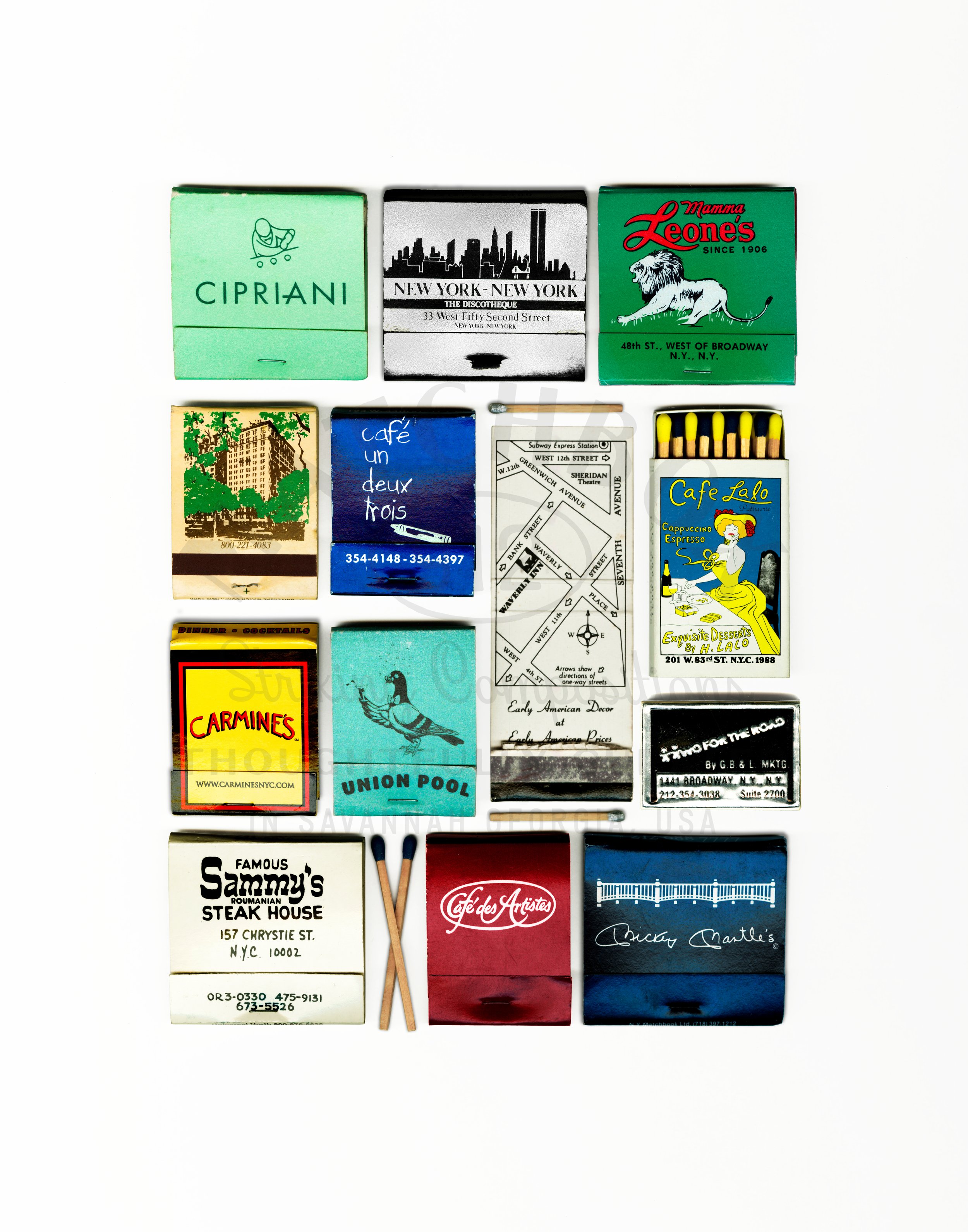 savannah georgia matchbox matchbook art vintage collage new york city big apple