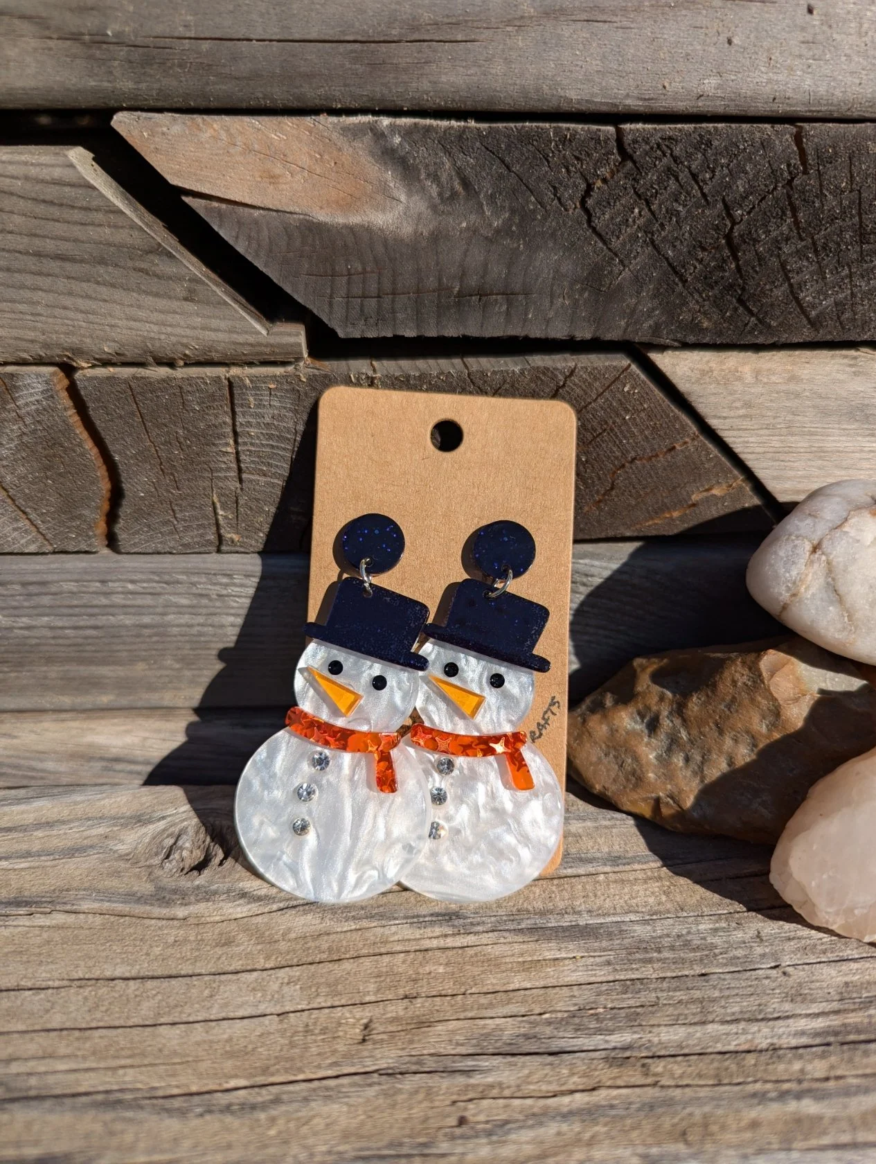 Acrylic Snowman Earrings