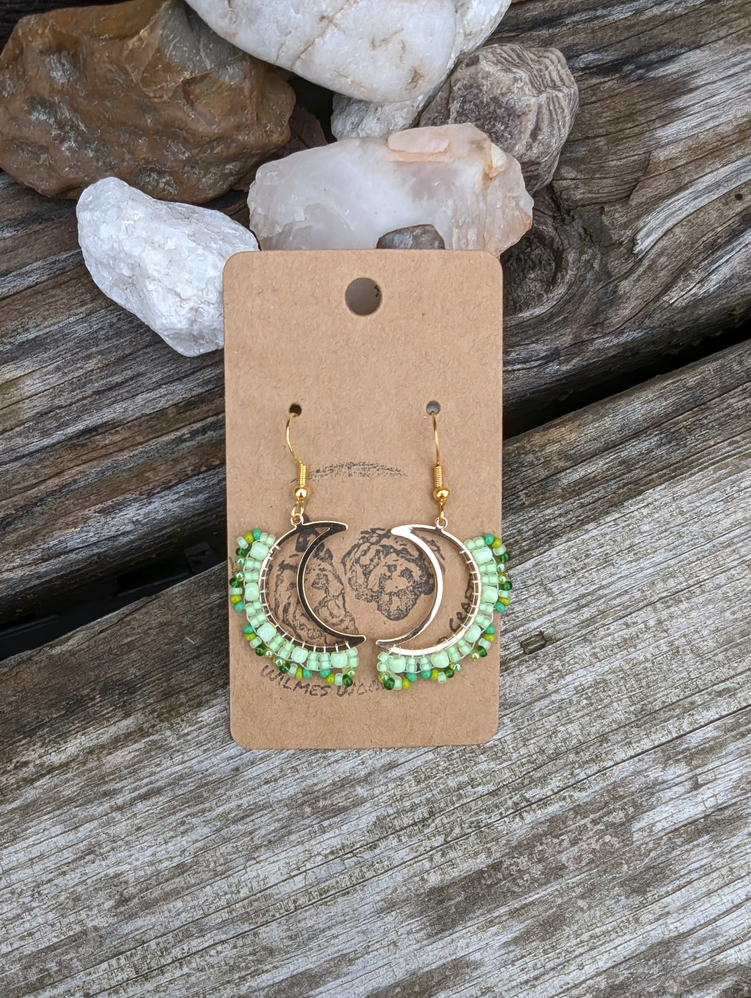 Short Green Glow Seed Bead Earrings