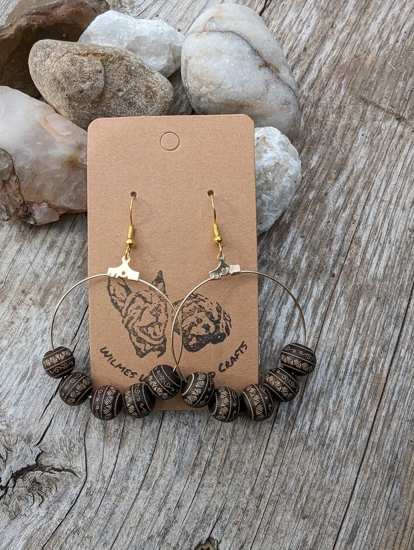 Carved wood earrings