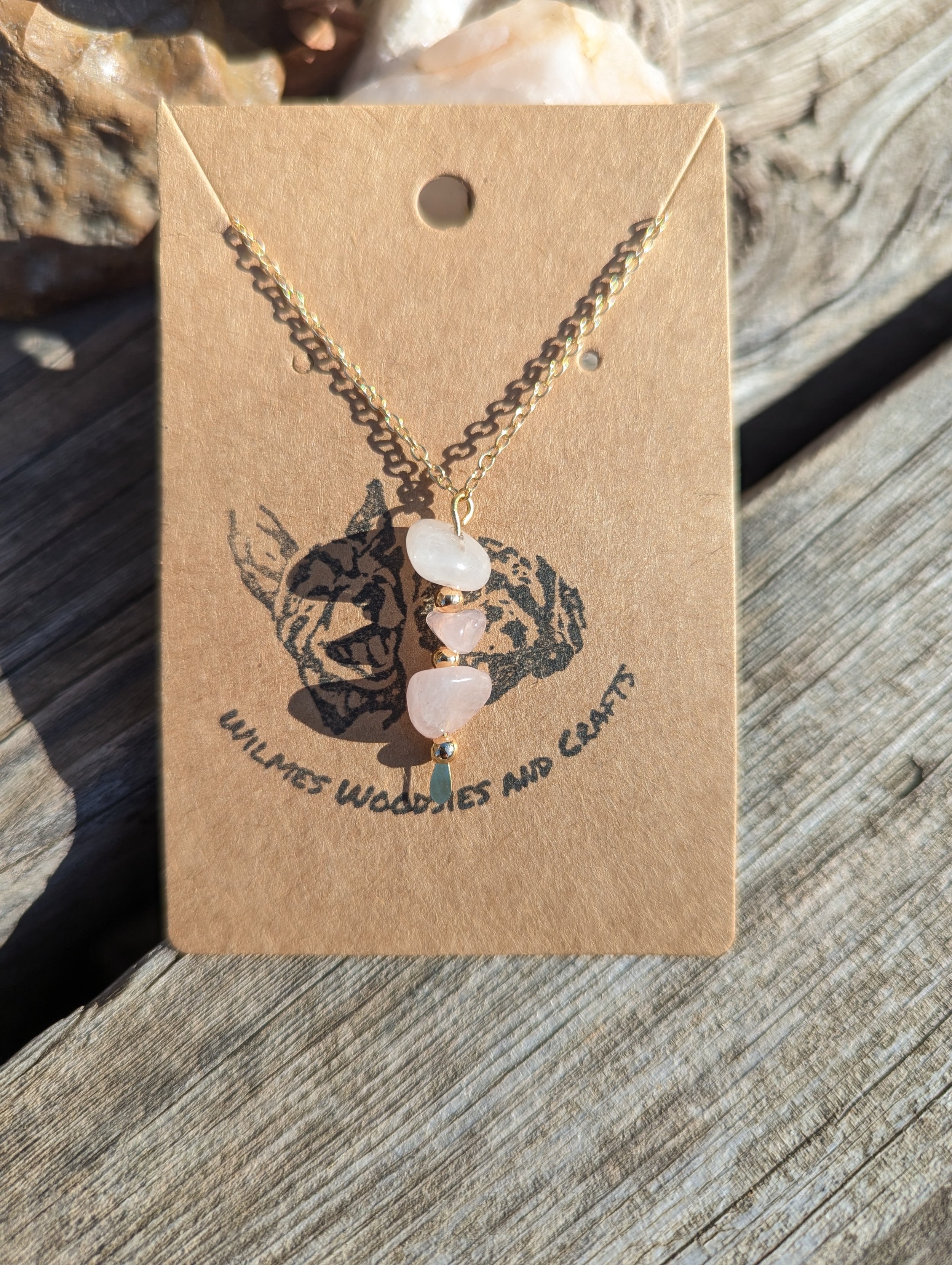 Genuine rose quartz necklace