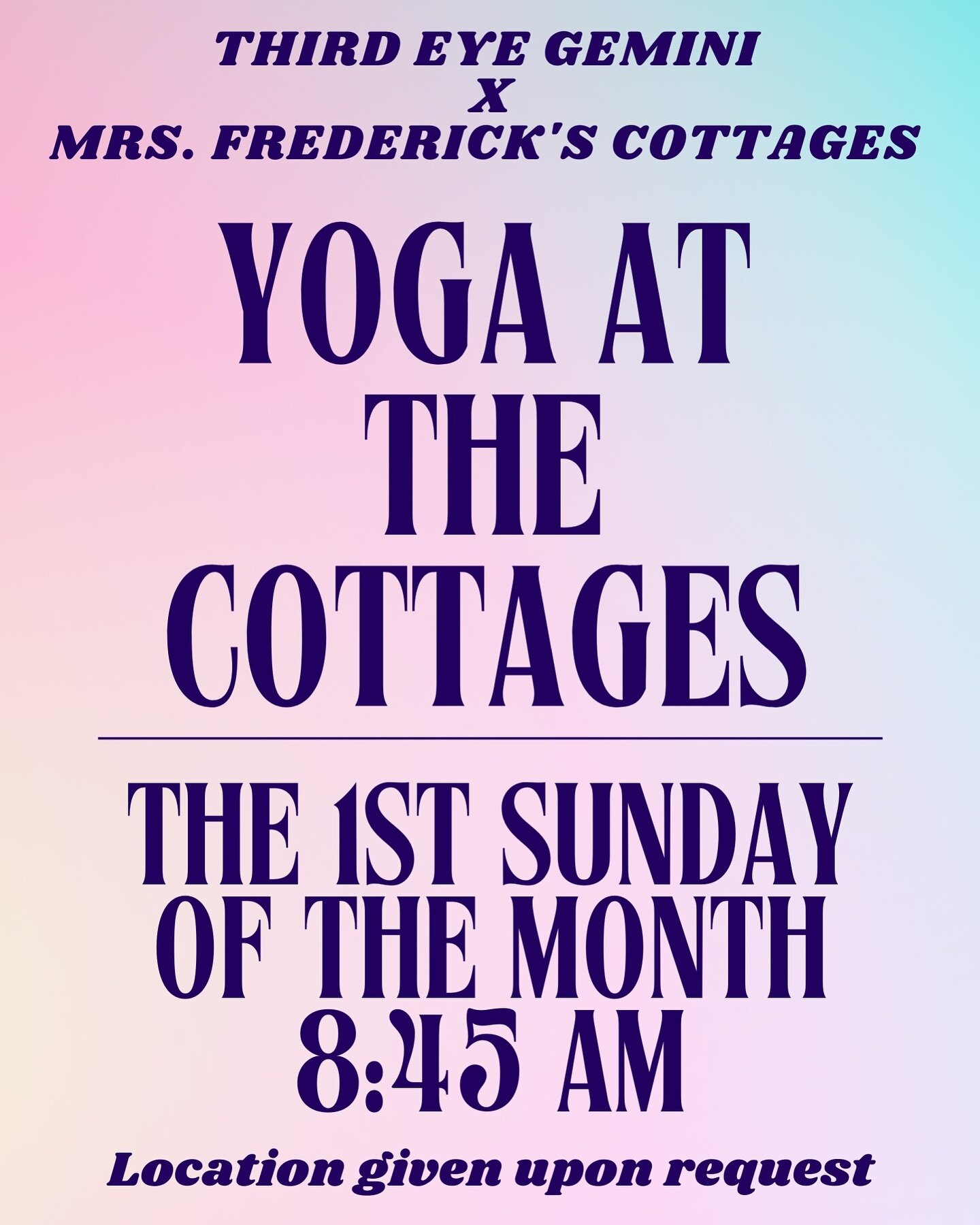 Everyone is invited to Yoga @frederick_cottages_naples ! 

This community based class is a new series I am offering. Expect a gentle flow, sound healing, and high vibes at this historic property in the heart of town! 

This first flow at the cottages