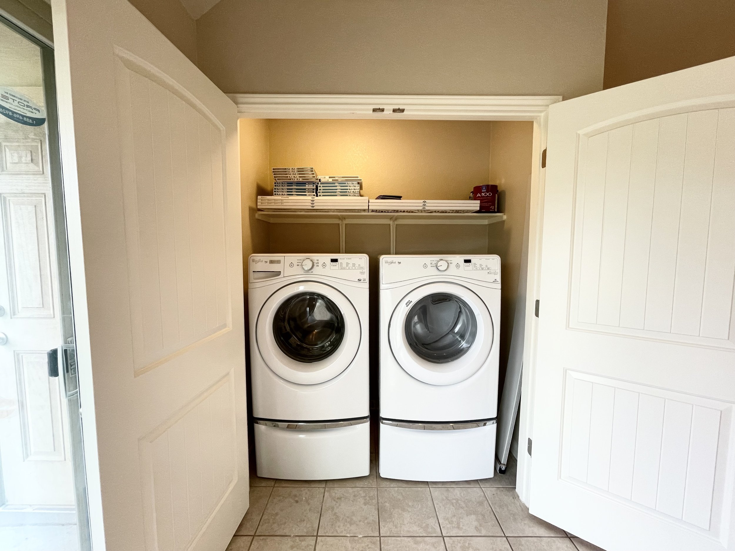 Laundry. Washer and Dryer are there for tenant use but not maintained by landlord