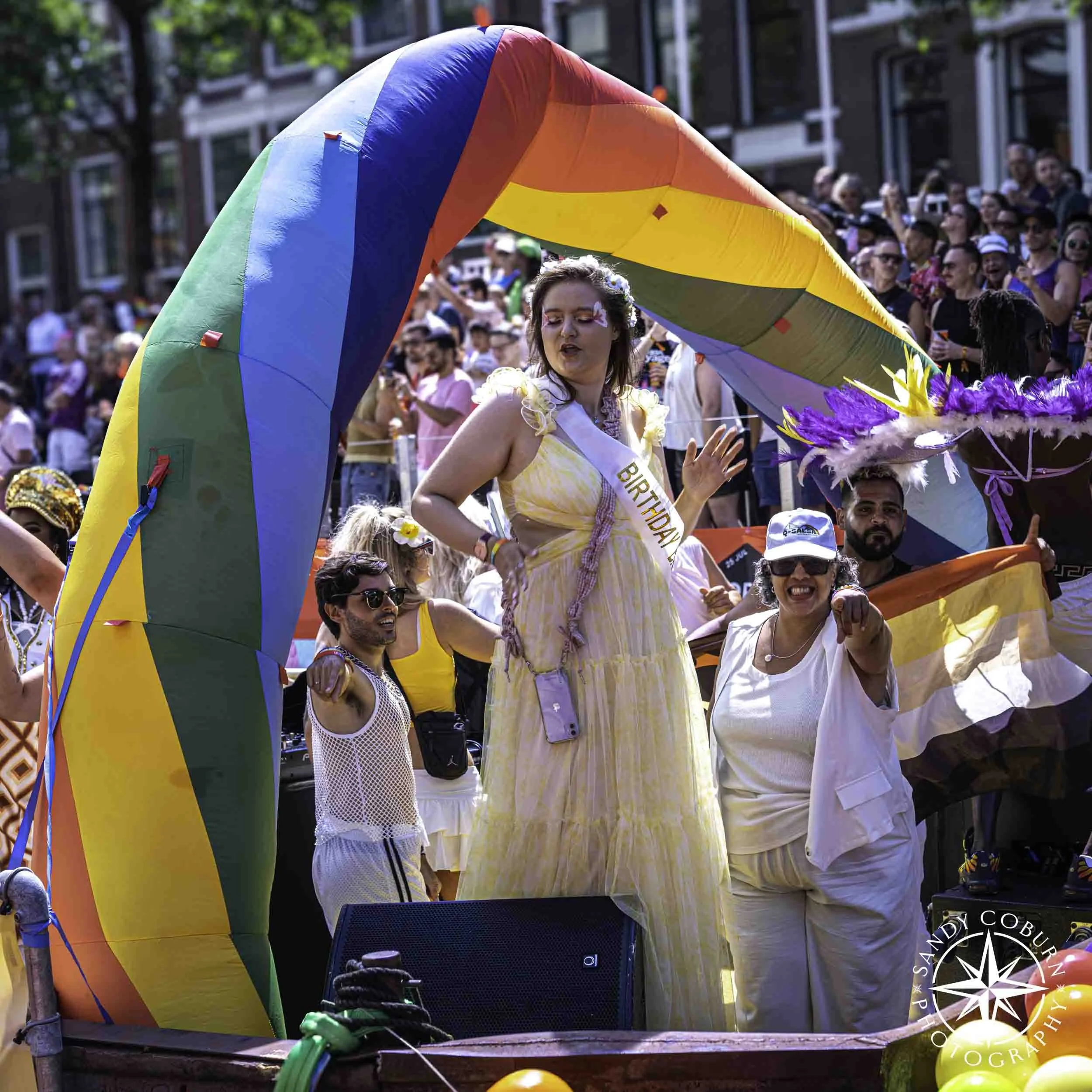 Particiant singing at the 2026 WorldPride Amsterdam Canal Parade