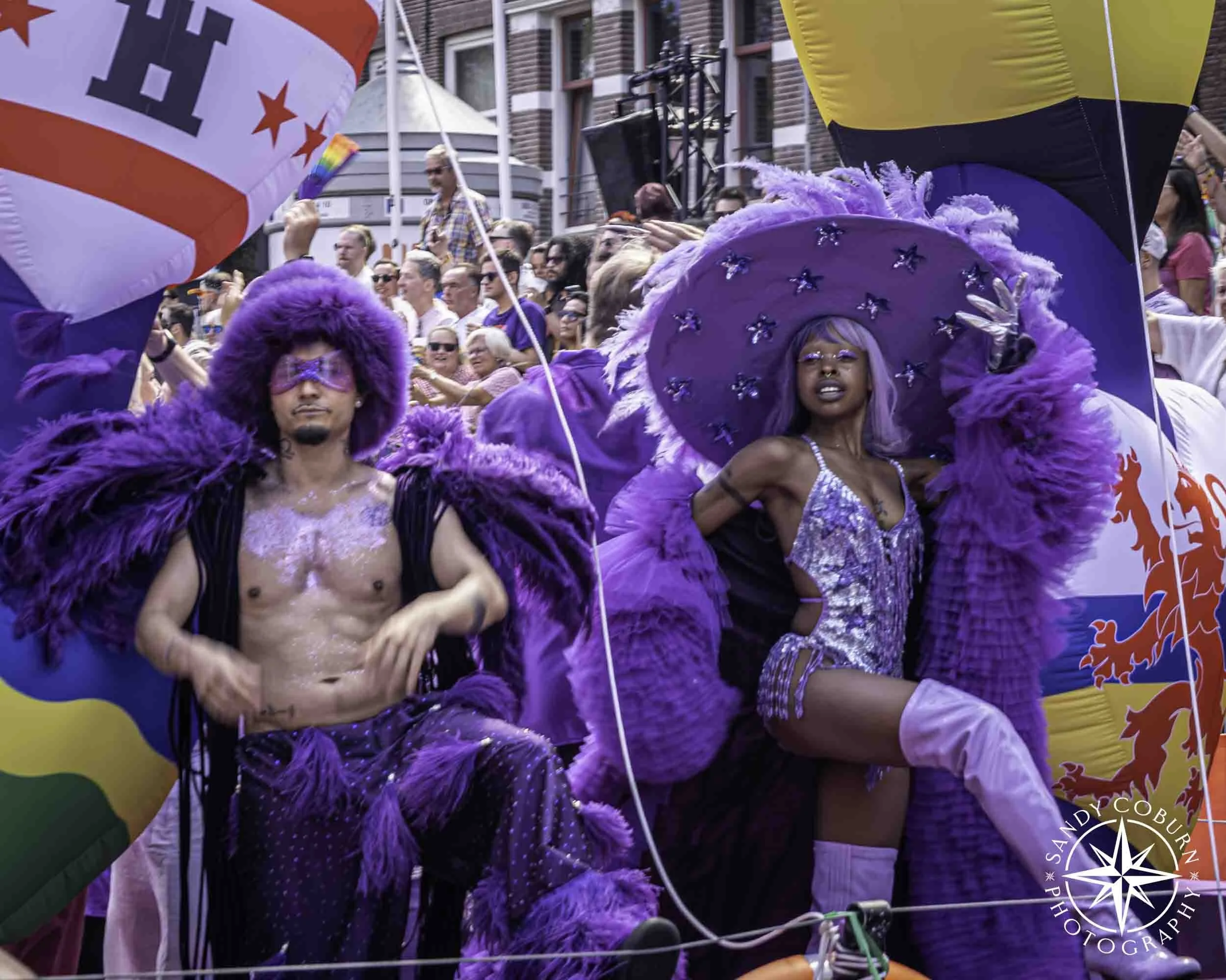 LGBTQIA+ Asylum supporters at the 2026 WorldPride Amsterdam Canal Parade