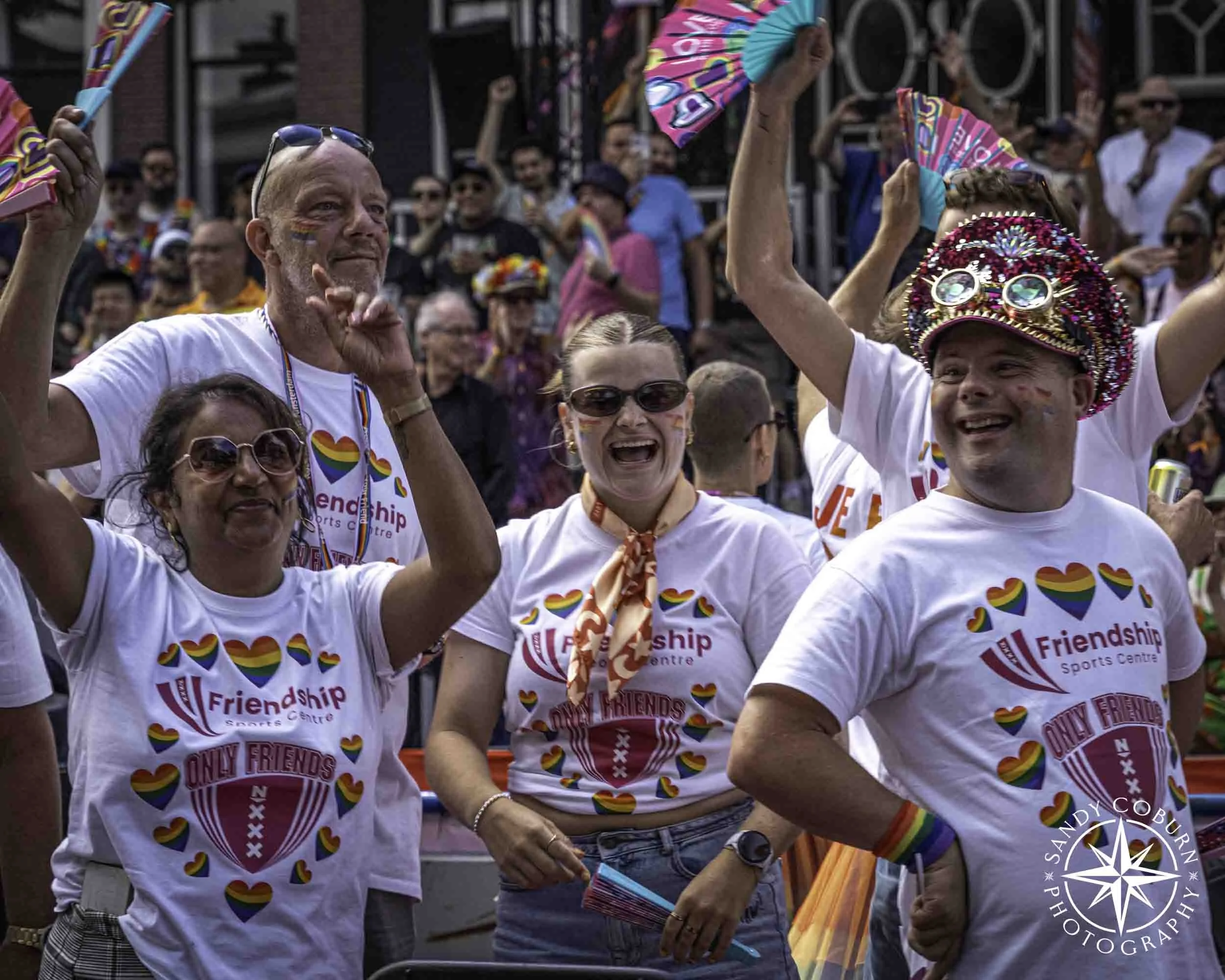 Participants celebrating at the 2026 WorldPride Amsterdam Canal Parade