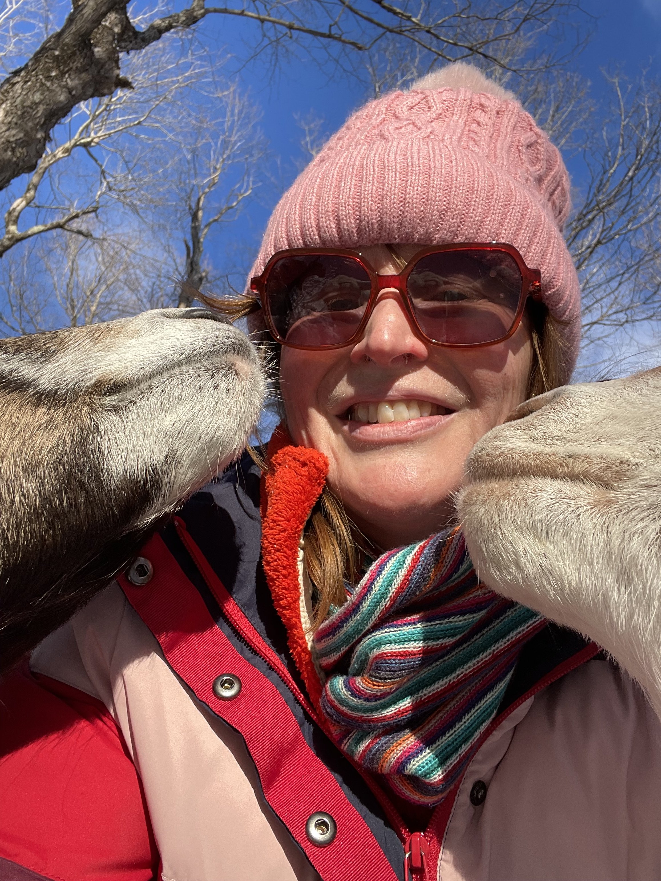 Allison Turrell with two goats.