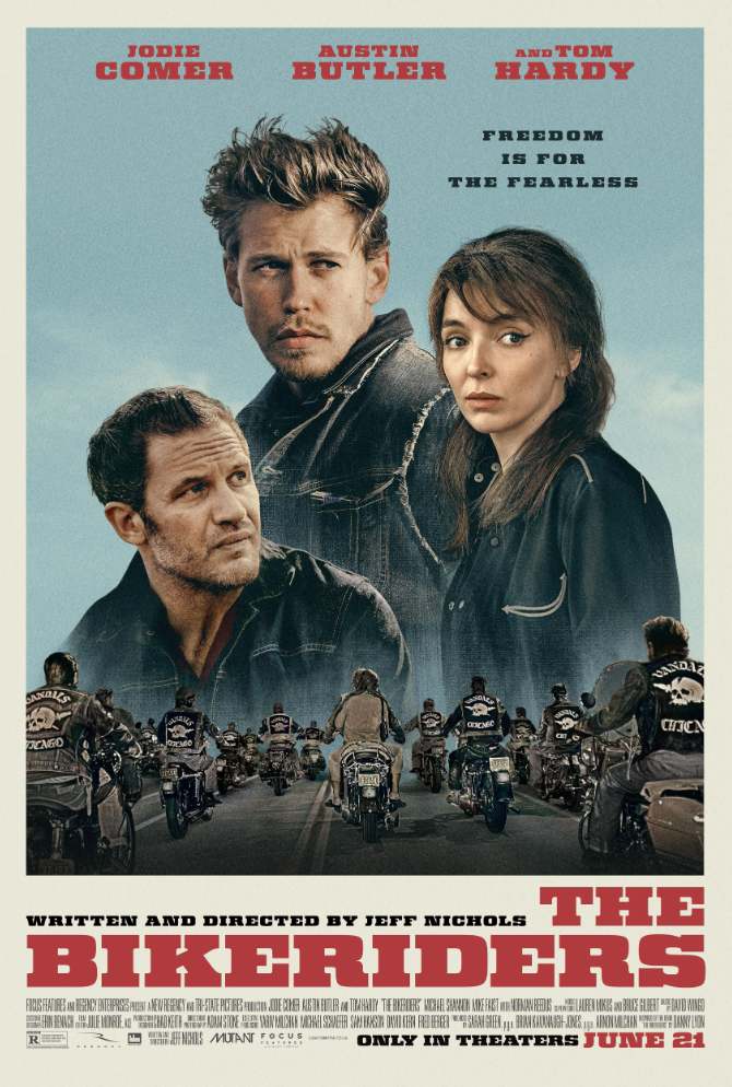 The Bikeriders Jeff Nichols Jodie Comer, Austin Butler, and Tom Hardy