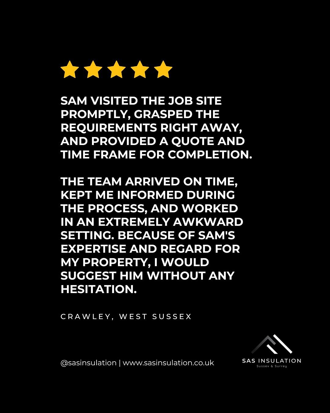 ⭐️⭐️⭐️⭐️⭐️

Quality insulation and loft services starts with trust&mdash;and SAS Insulation gets it right every time. With expert craftsmanship, high quality materials, and a commitment to excellence, we ensure your home stays warm, energy-efficient,